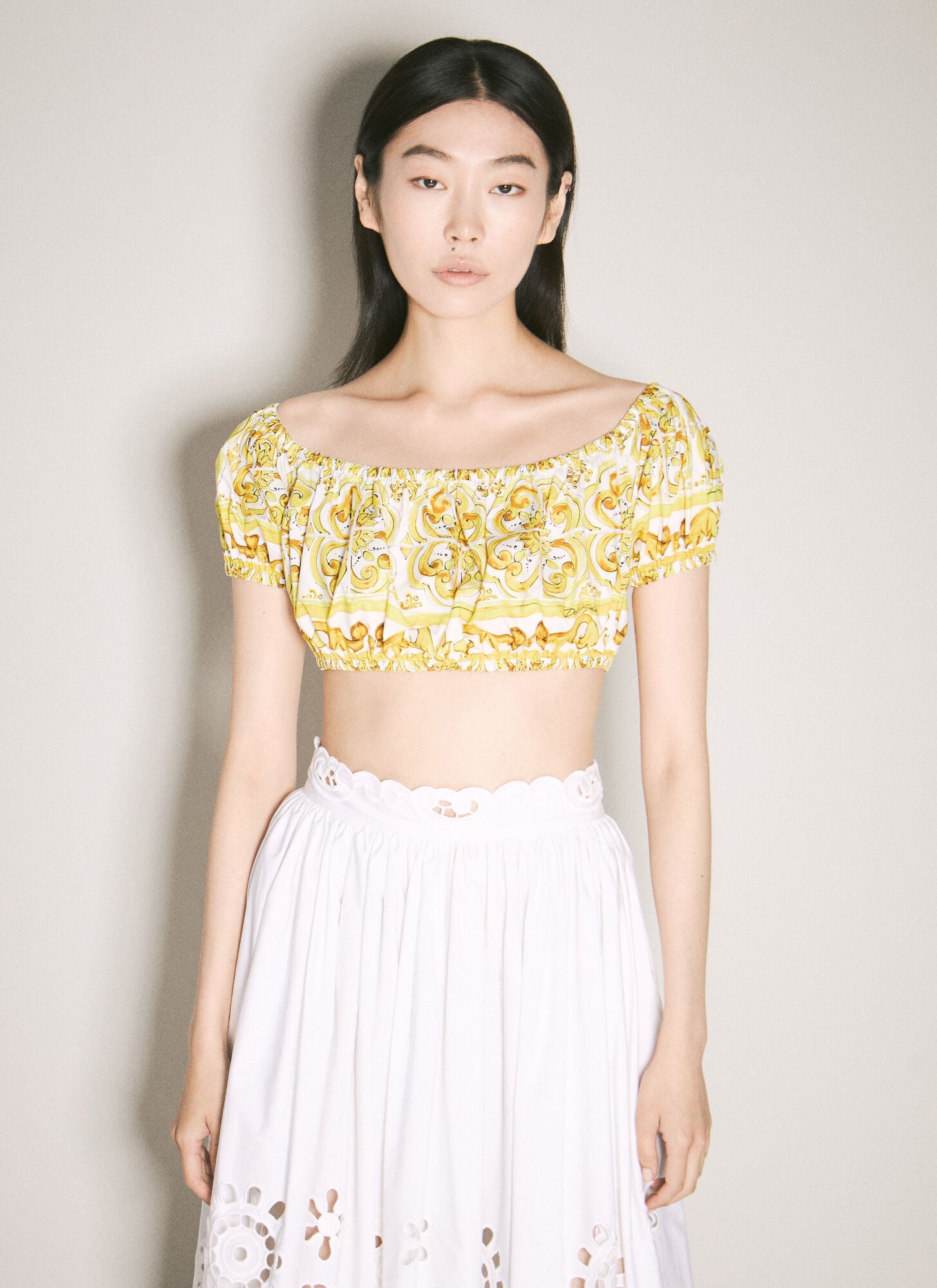  Dolce & Gabbana Dolce & Gabbana Majolica Print Crop Top - Frau Tops Yellow It - 38 