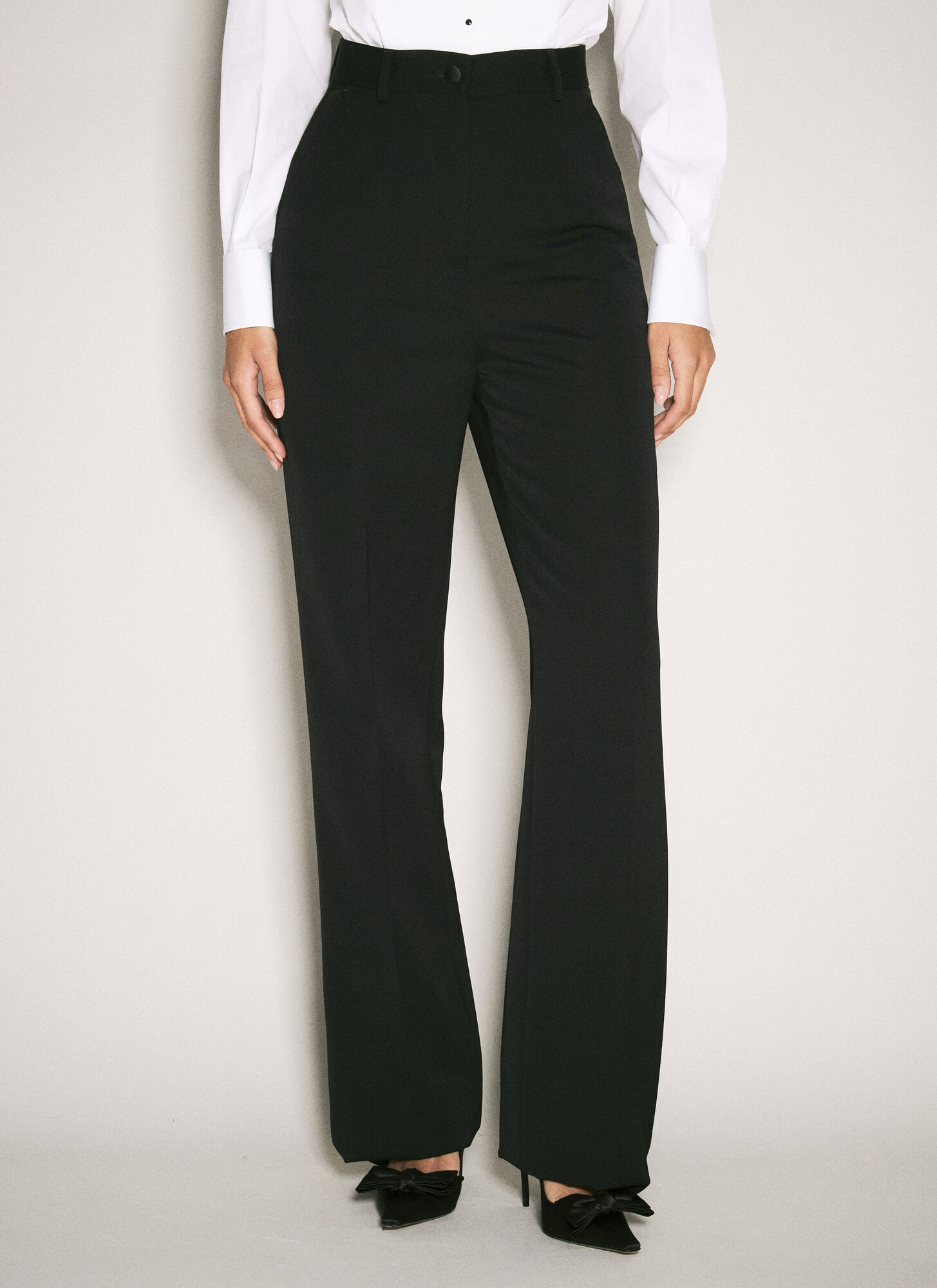 Dolce & Gabbana Women's Black Wool Gabardine Tuxedo Pants - Woman Pants It - 42