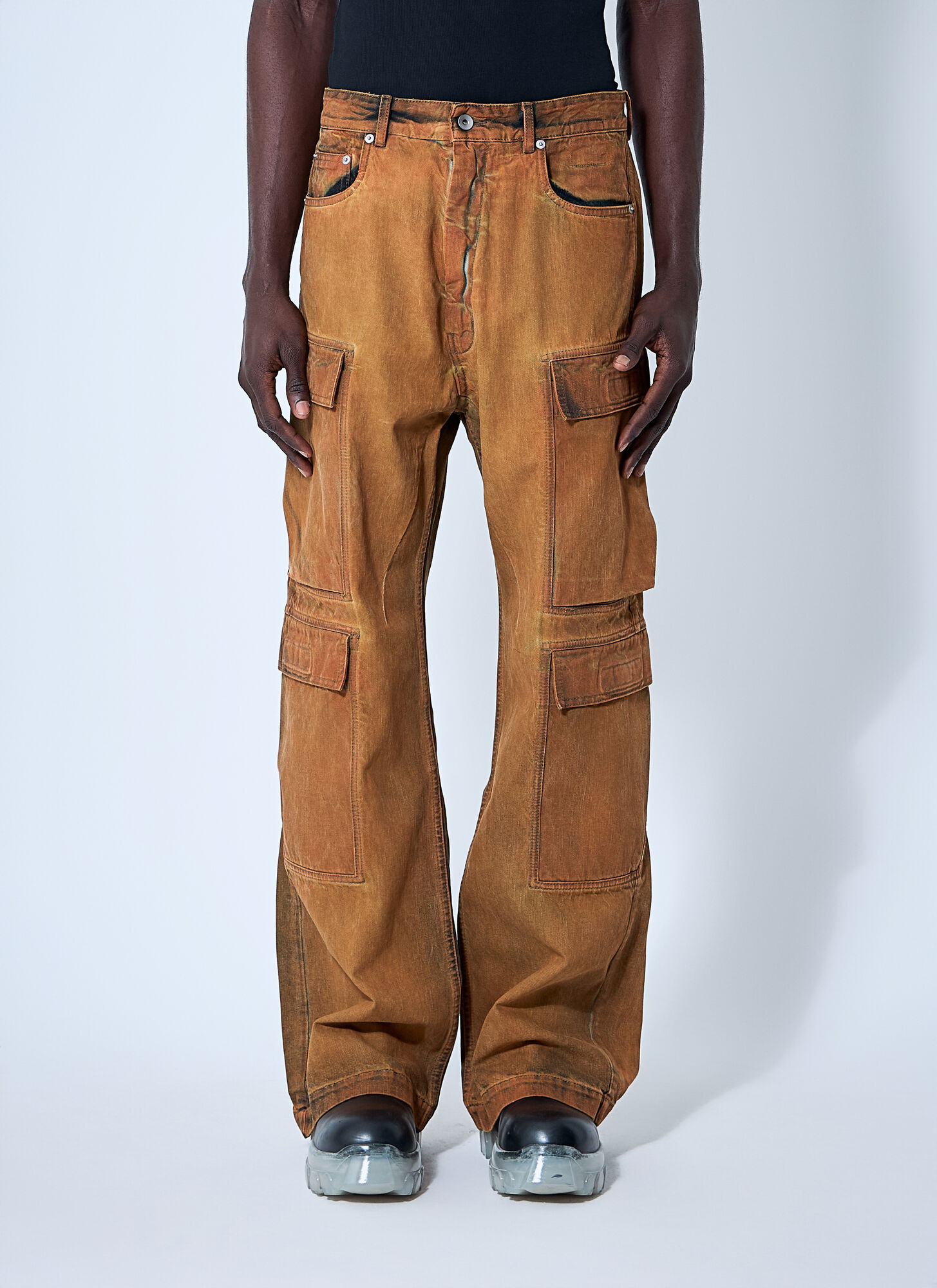 Rick Owens Drkshdw Uomo Arancione - Double Cargo Jumbo Belas Jeans, Size: 30