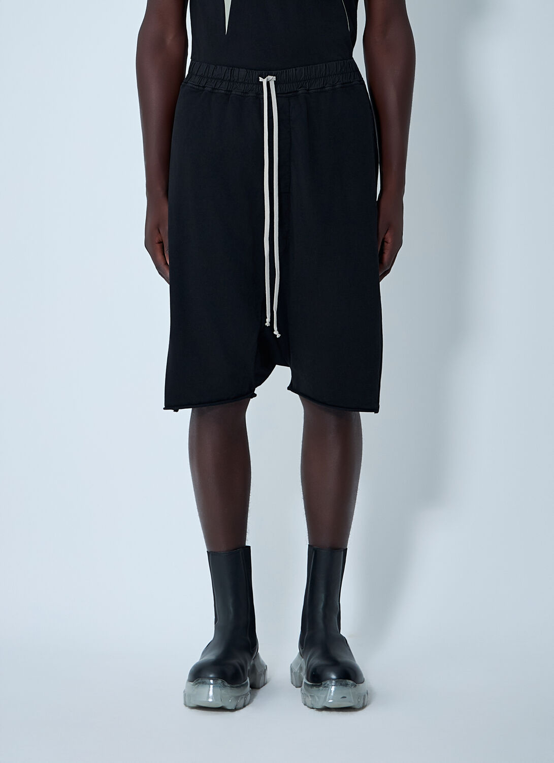Rick Owens Drkshdw Drawstring Pod Track Shorts In Black