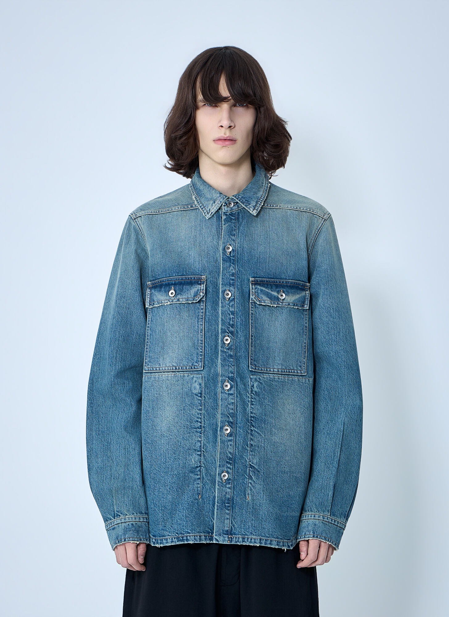Rick Owens Drkshdw Men's Blue Denim Overshirt Jacket - Man Jackets L