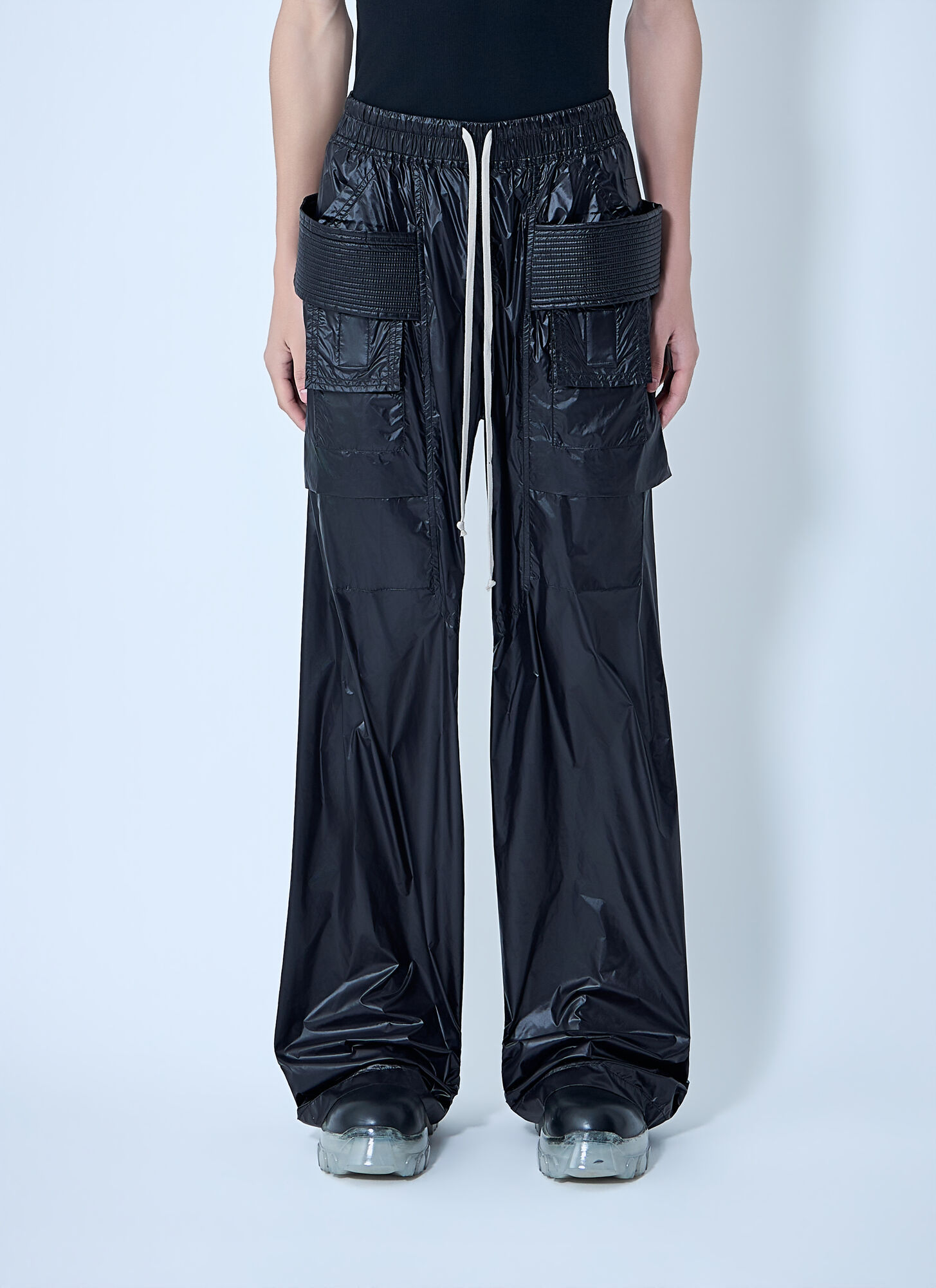 Rick Owens Drkshdw Creatch Wide Cargo Drawstring Pants - Man Pants Black S - Immagine 1
