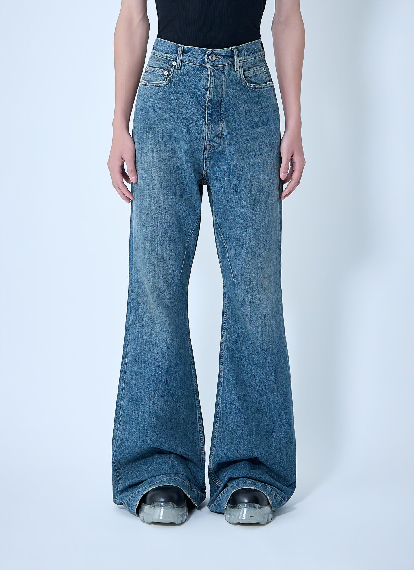 Rick Owens Drkshdw Men's Blue Denim Bolan Bootcut Pants - Man Jeans 34
