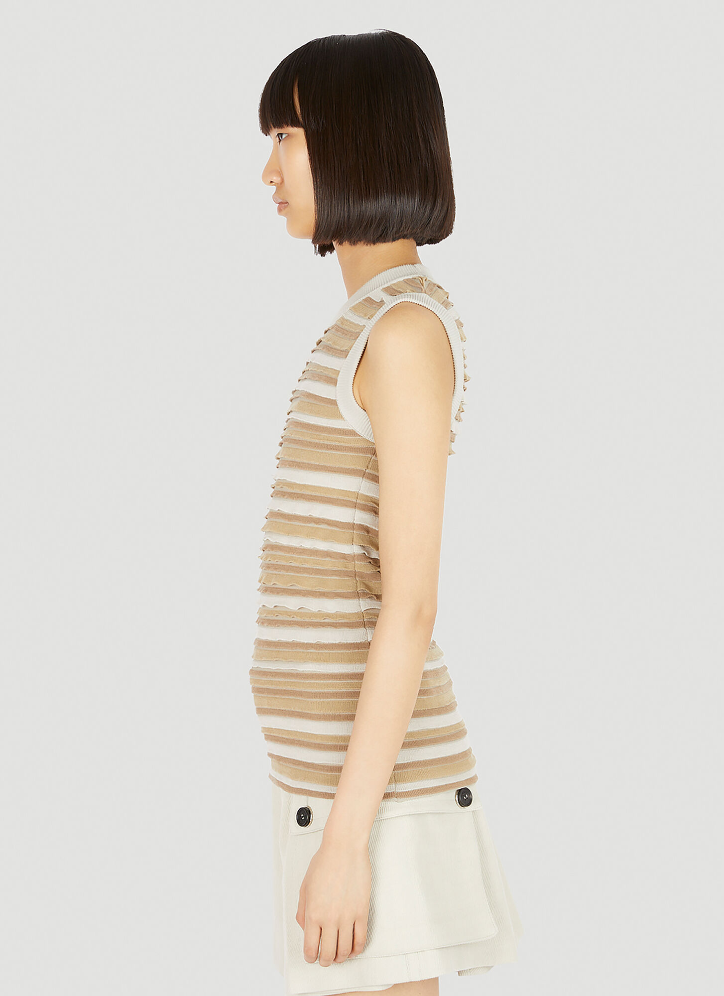  Durazzi Milano Durazzi Milano Rouches Cut-out Knit Tank Top - Frau Tops Beige L 