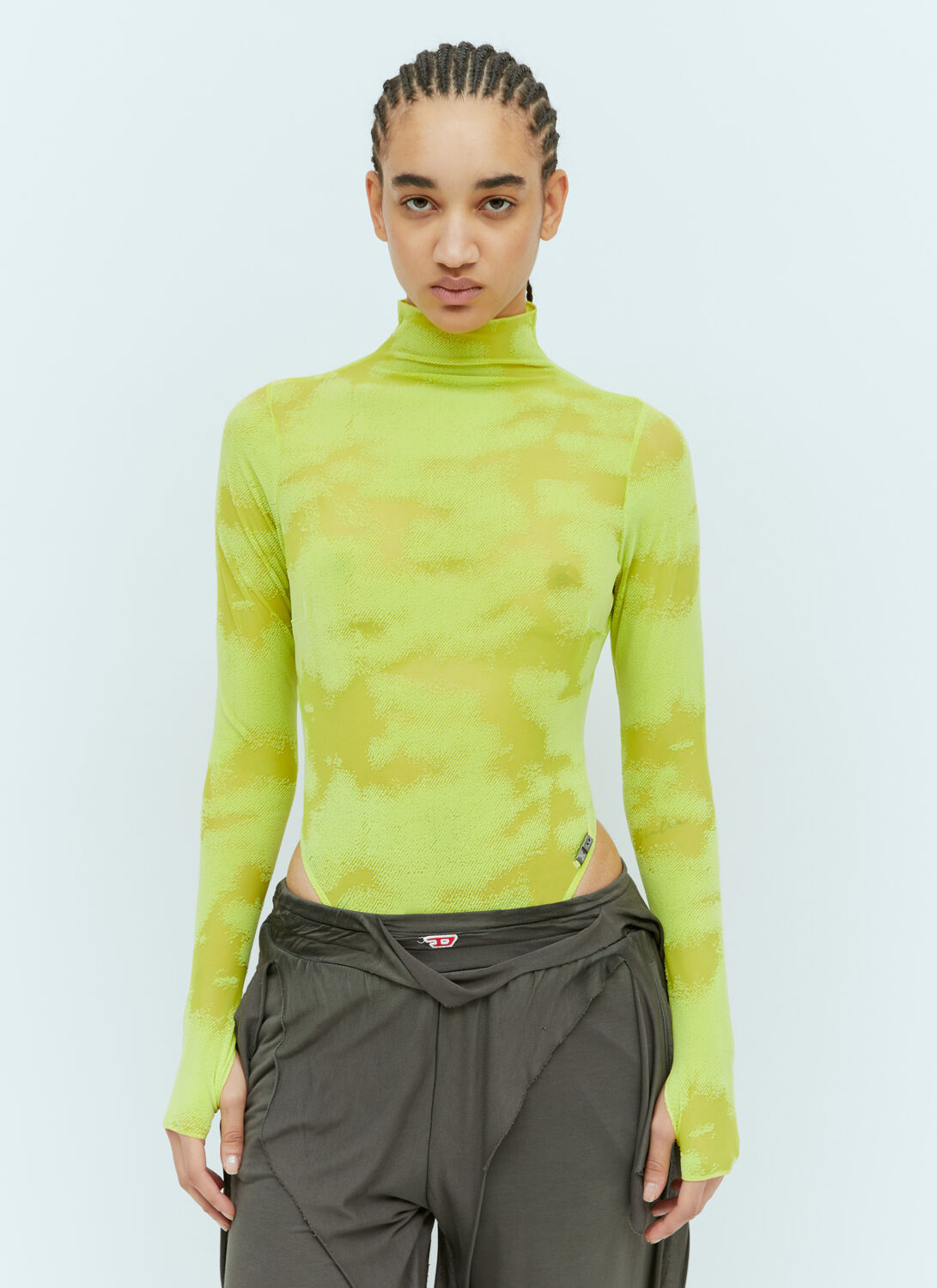 Savage Fenty X Diesel Long-sleeve-bodysuit In Green