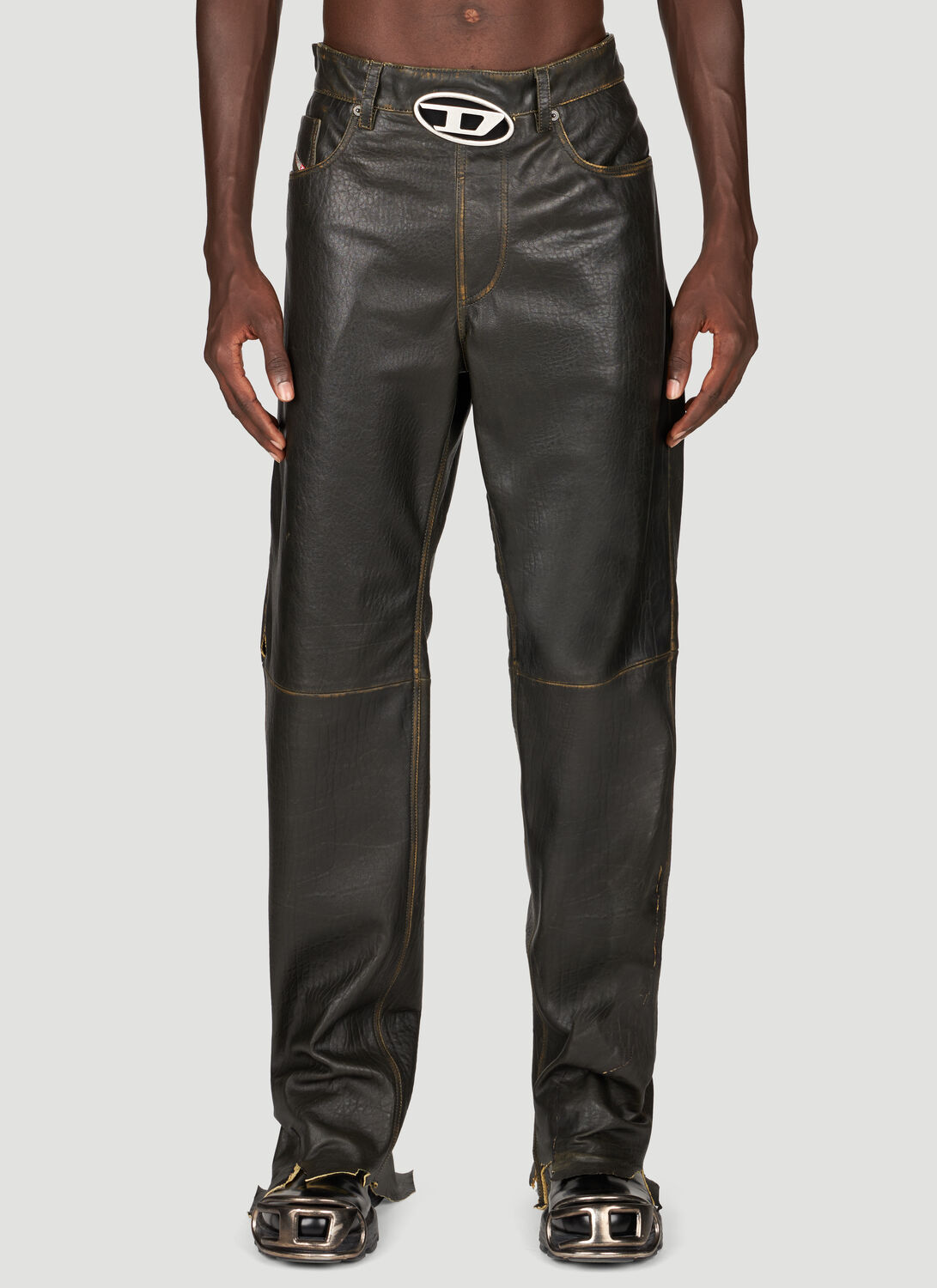 DIESEL P-KOOMAN LEATHER PANTS