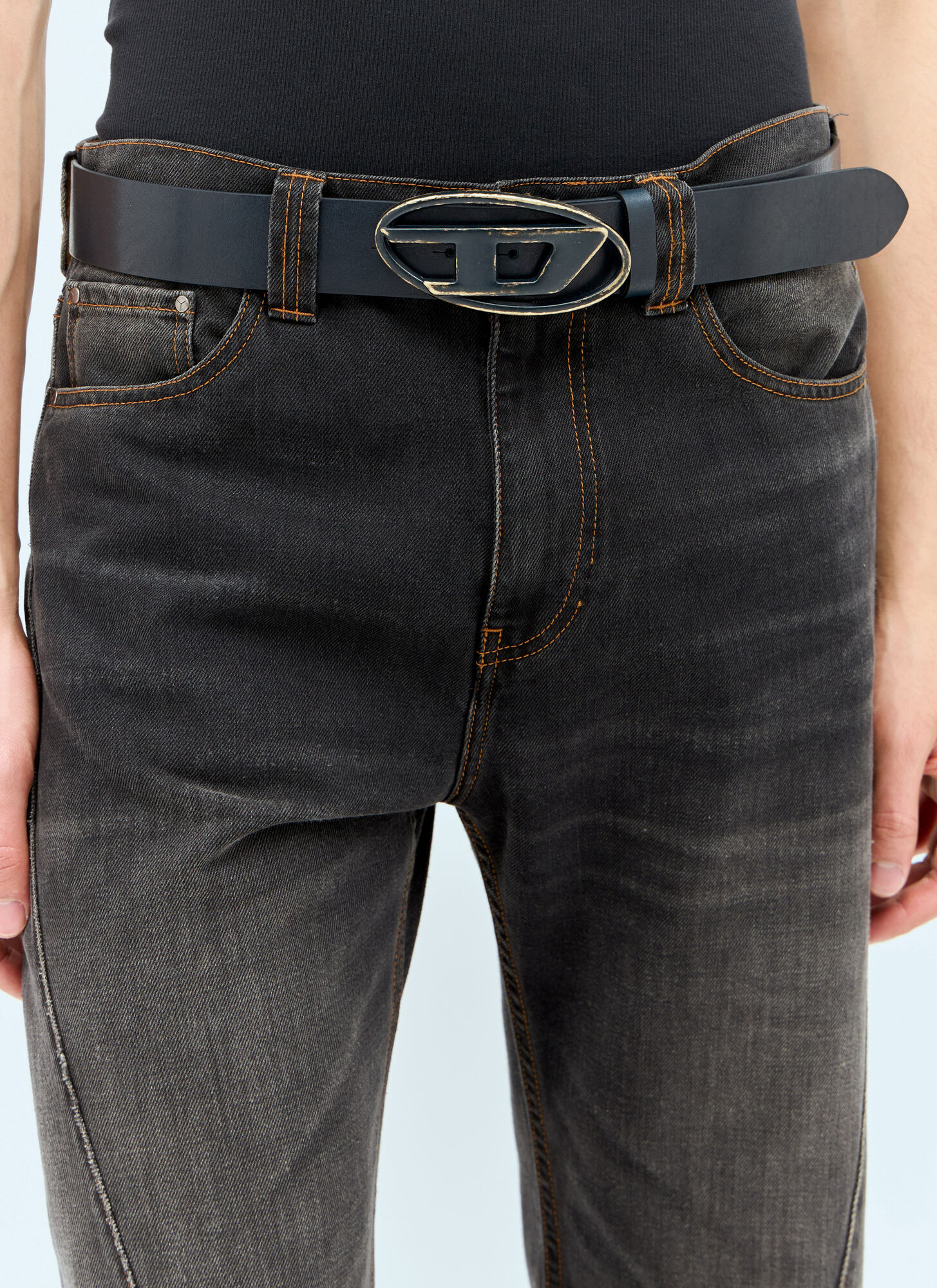 Diesel Men B-1dr Scratch Belt In Black