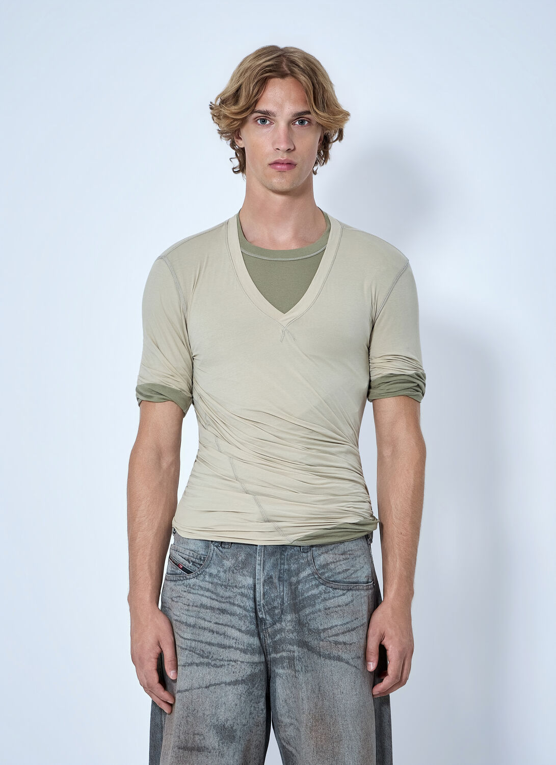 Diesel T-moody-plain Top - Man T-shirts Beige M