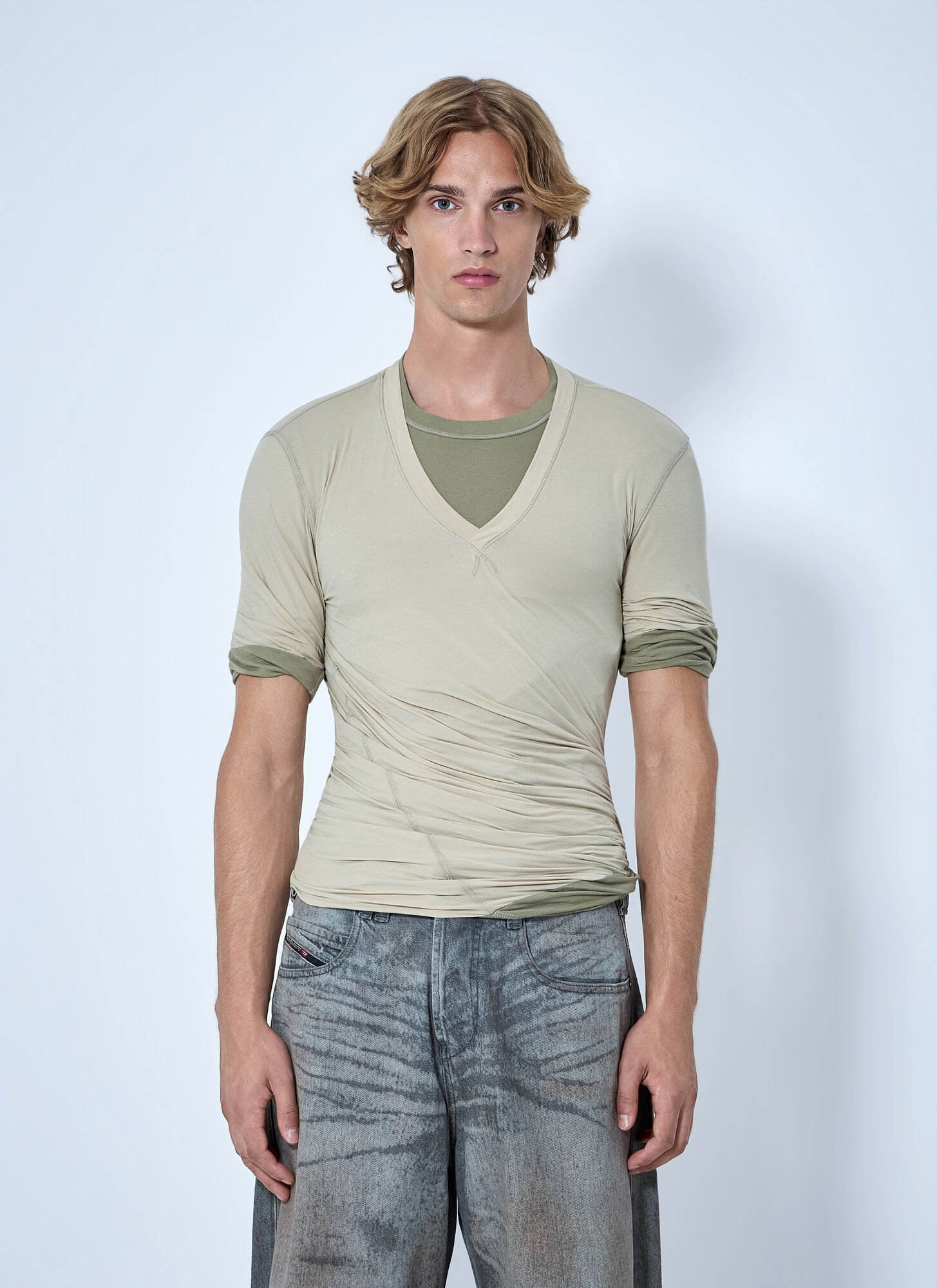 Diesel Beige T-Moody-Plain Top - Man T-Shirts S