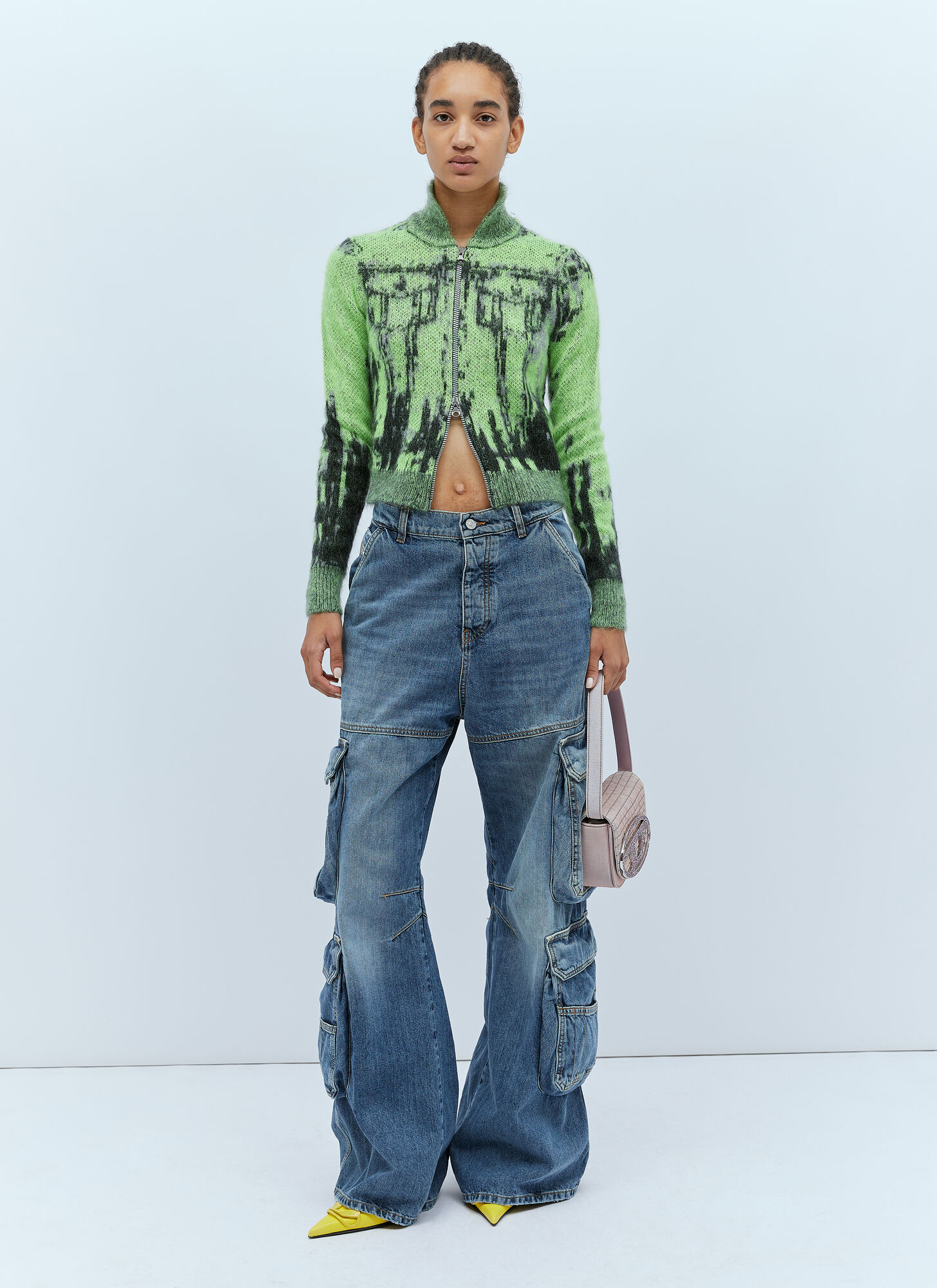  Diesel Diesel M-taphos Fuzzy Sweater - Frau Strick Green S 