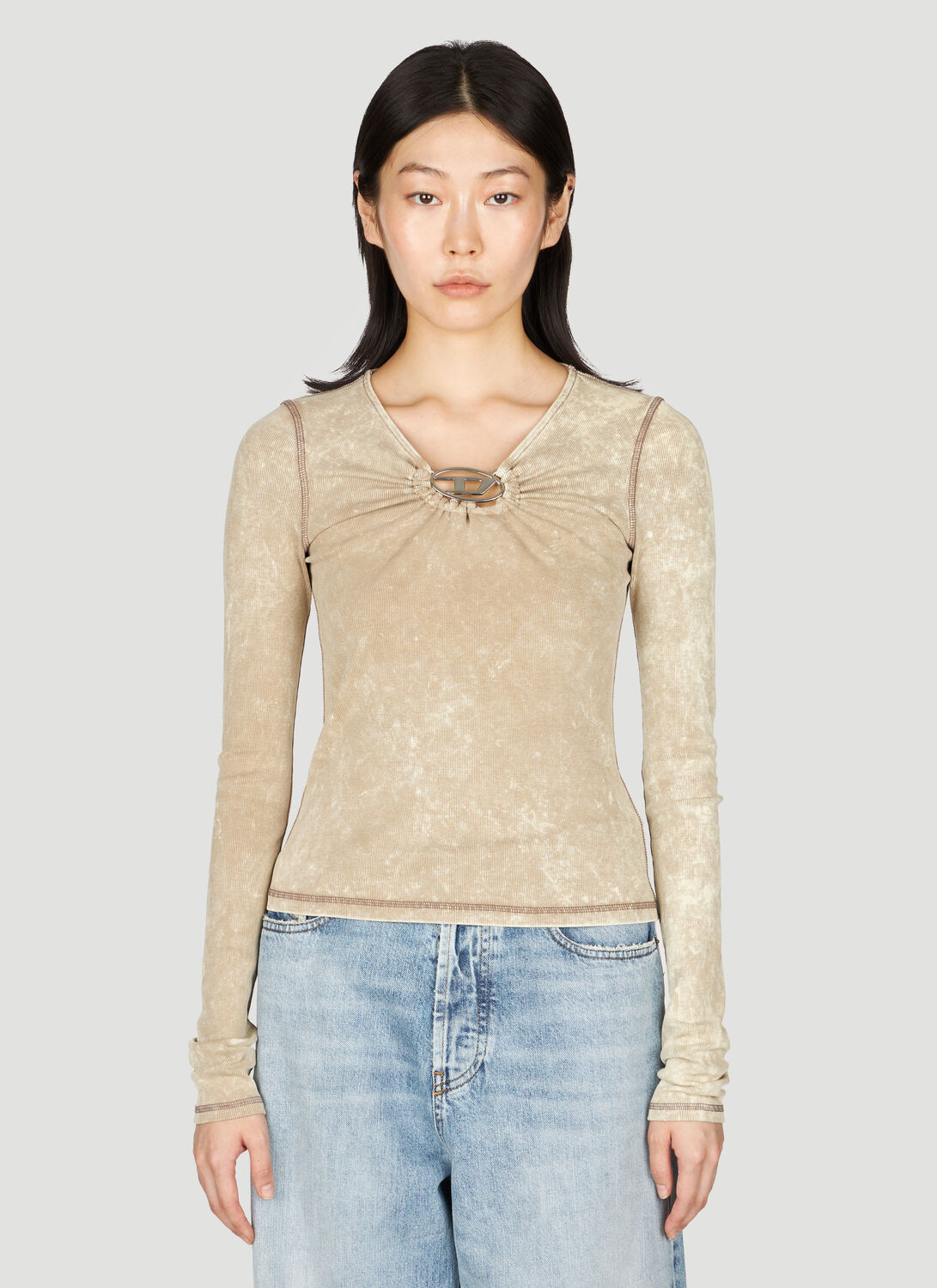 Diesel Beige T-respec-ls Long Sleeve T-shirt | ModeSens