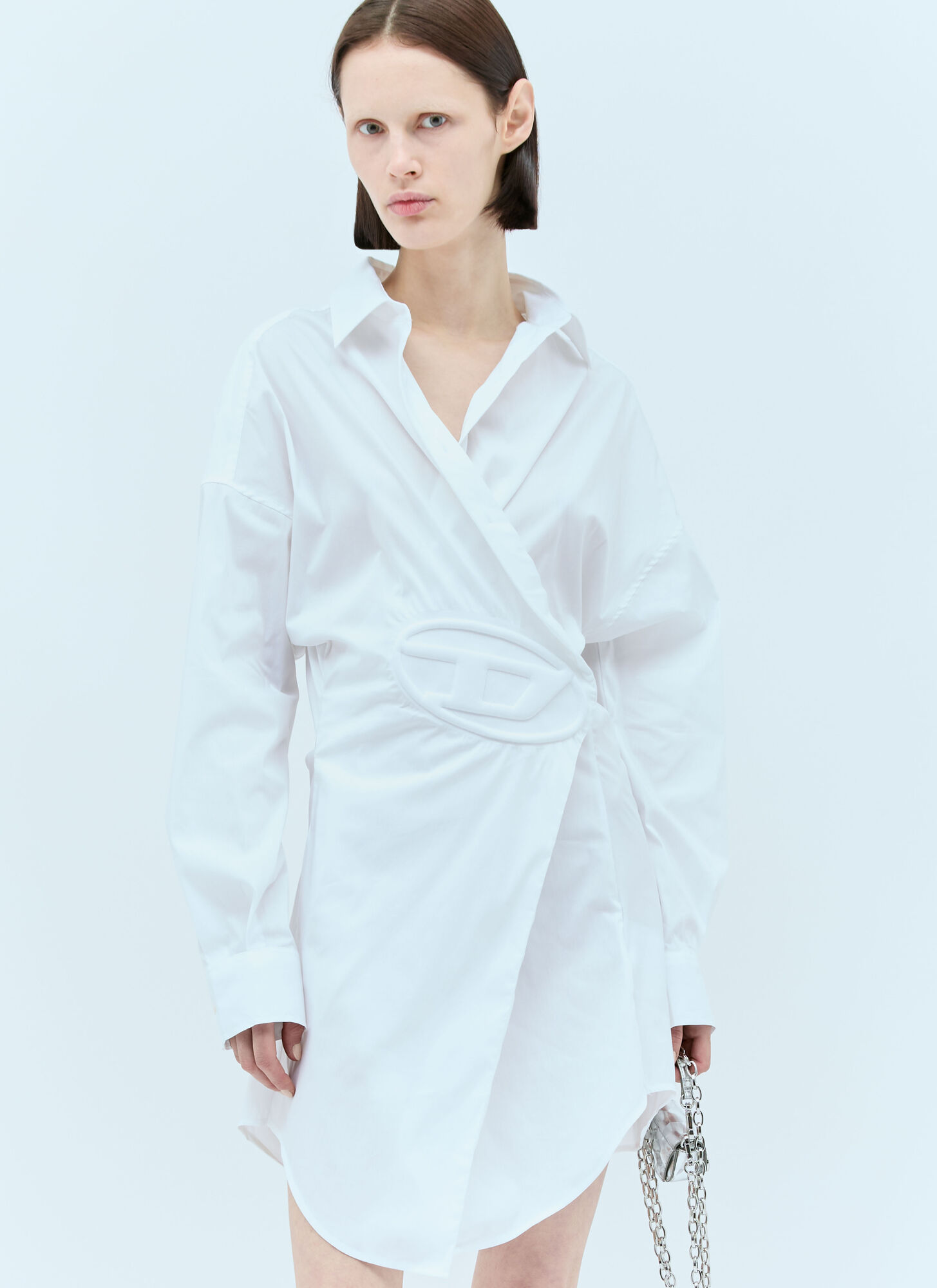 Shop Diesel D-sizen-n1 Shirt Dress In White