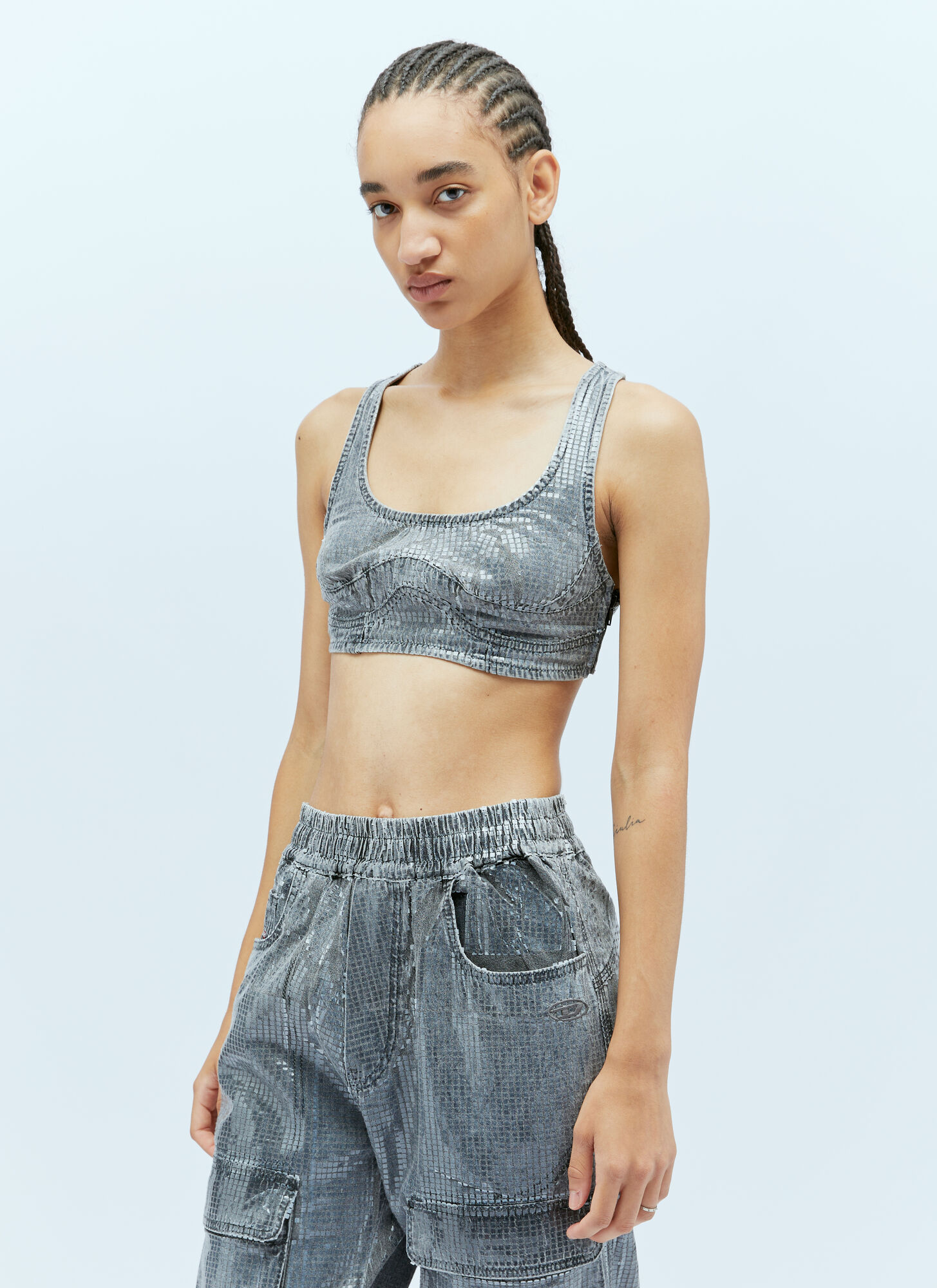 Diesel De-Toppy-S Crop Top - Woman Tops Grey L