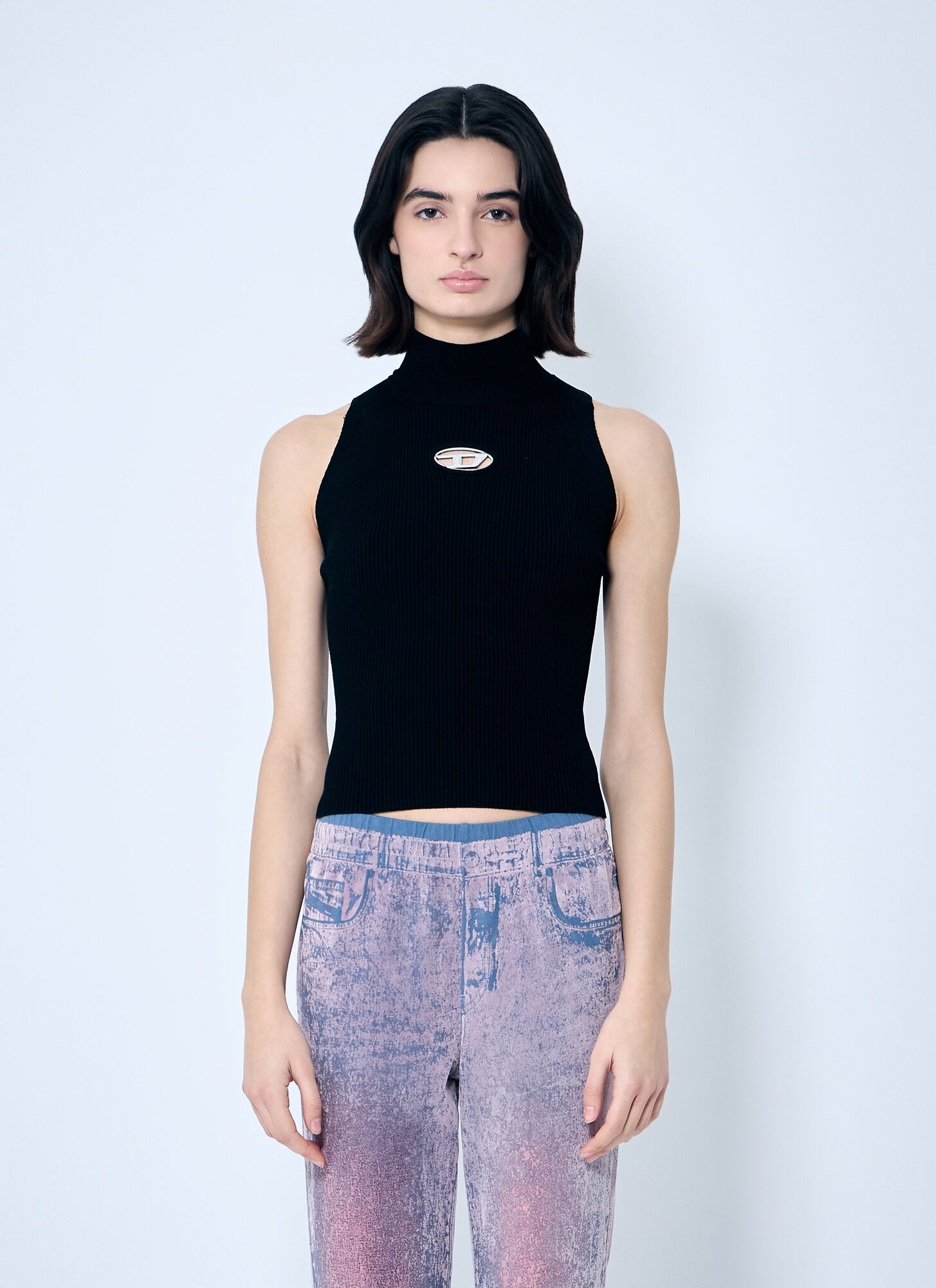 Diesel M-clarksvillex Rib Knit Mini Dress In Black