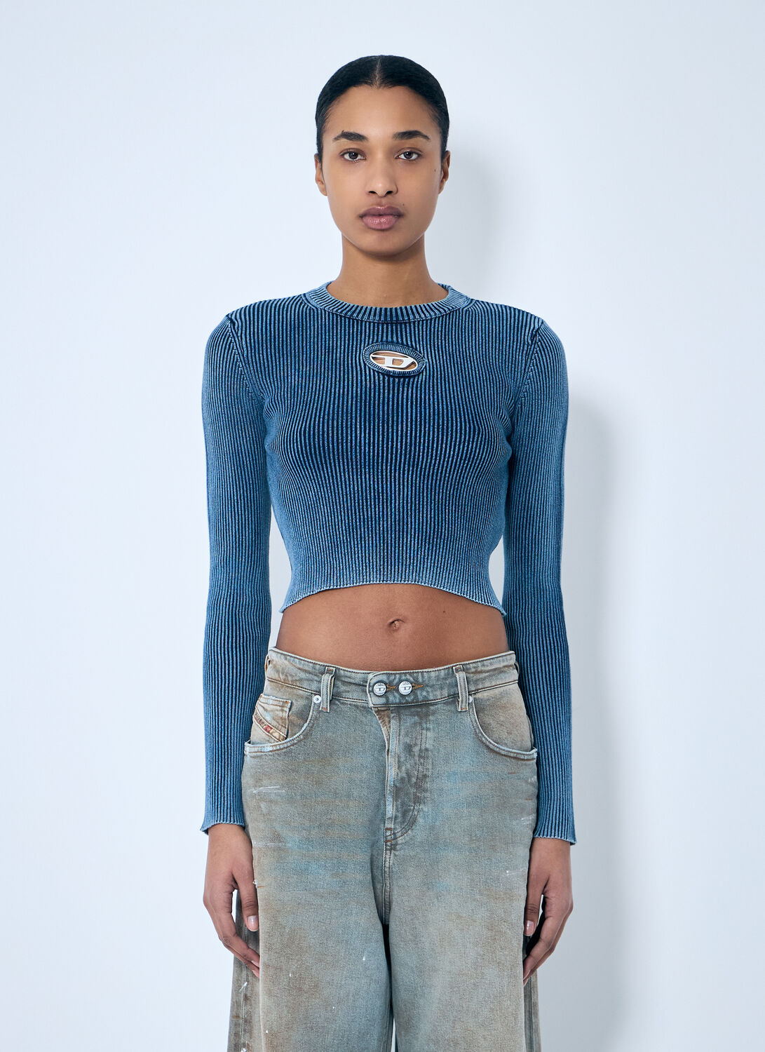 Diesel Women M-anchor Cotton Sweater In Blue