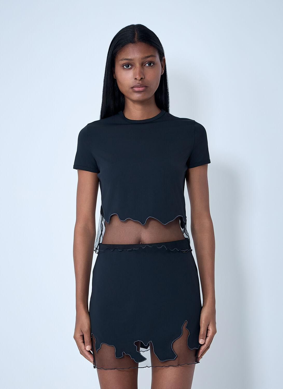 Diesel T-inlay T-shirt - Woman T-shirts Black M