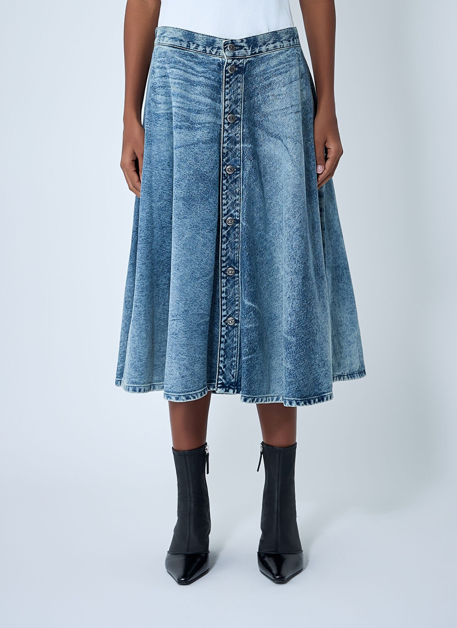 Diesel De-annet-fsh Midi Skirt In Blue