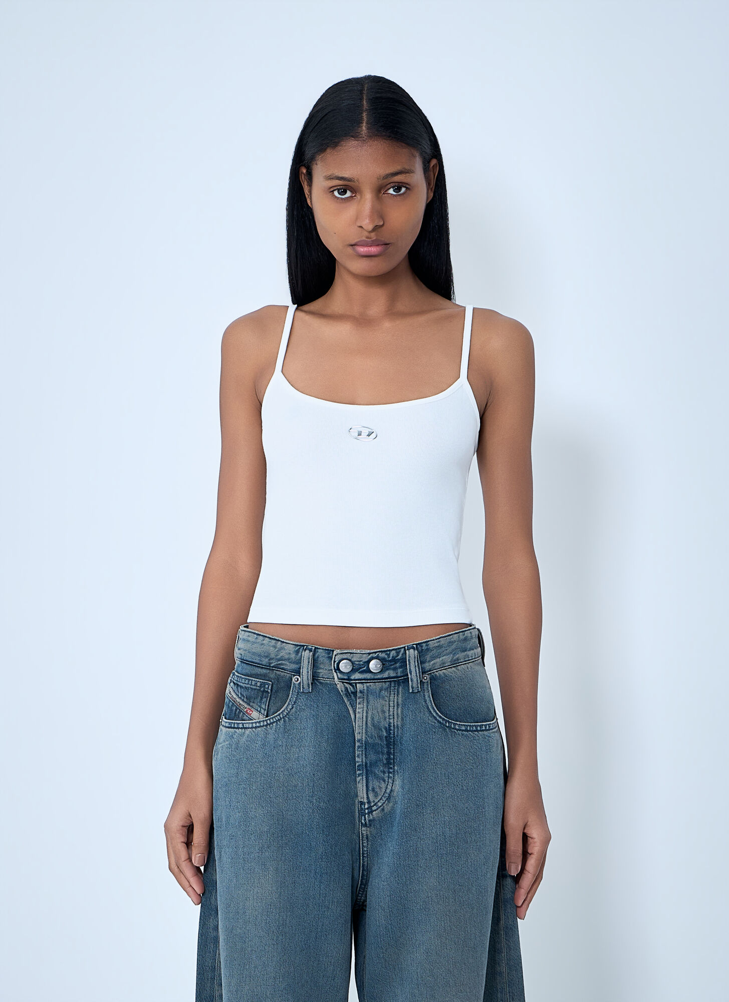 Diesel Donna Bianco T-Hupy-Od Top - Woman Tops L
