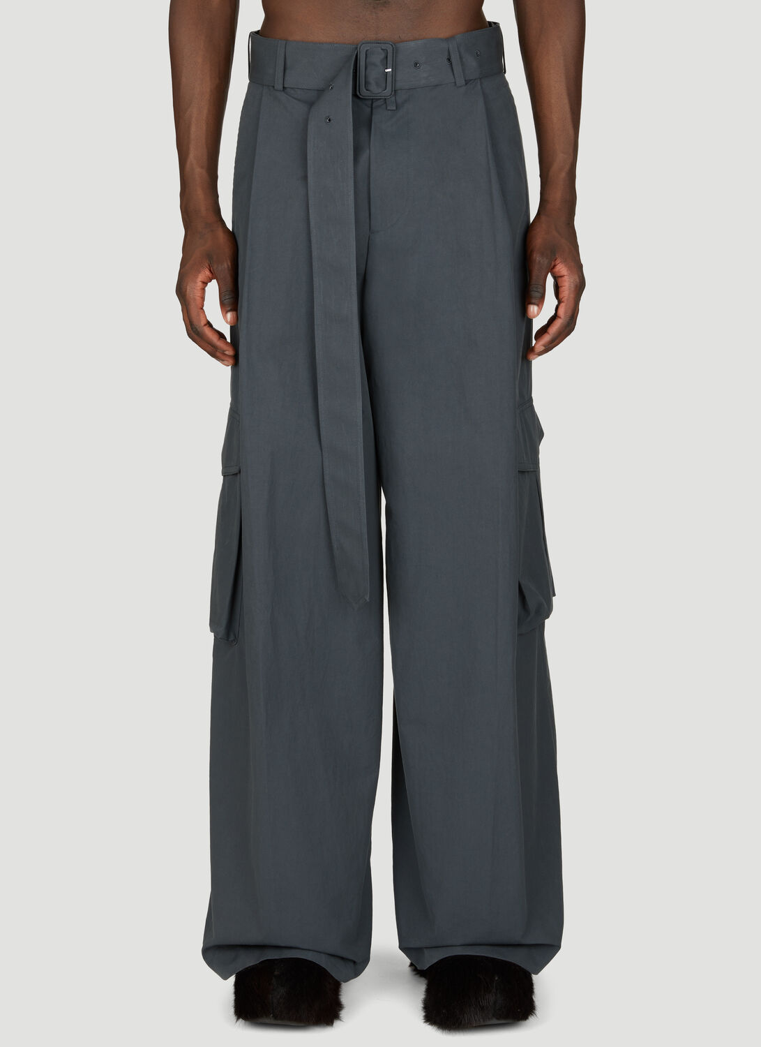 Dries Van Noten Wide-belted Pants In Grey
