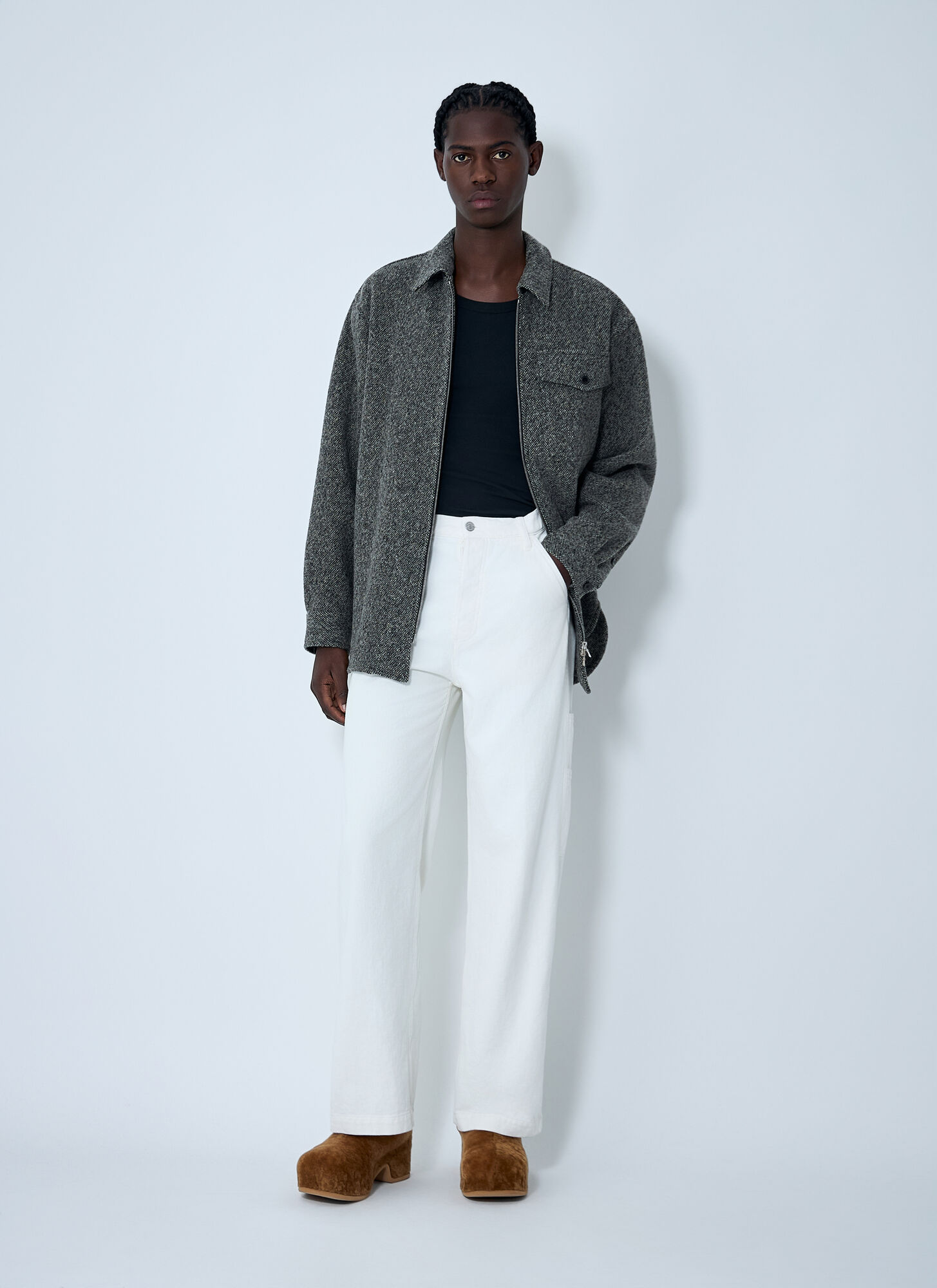  Dries Van Noten Dries Van Noten Herringbone Zip Jacket - Mann Jacken Grey L 