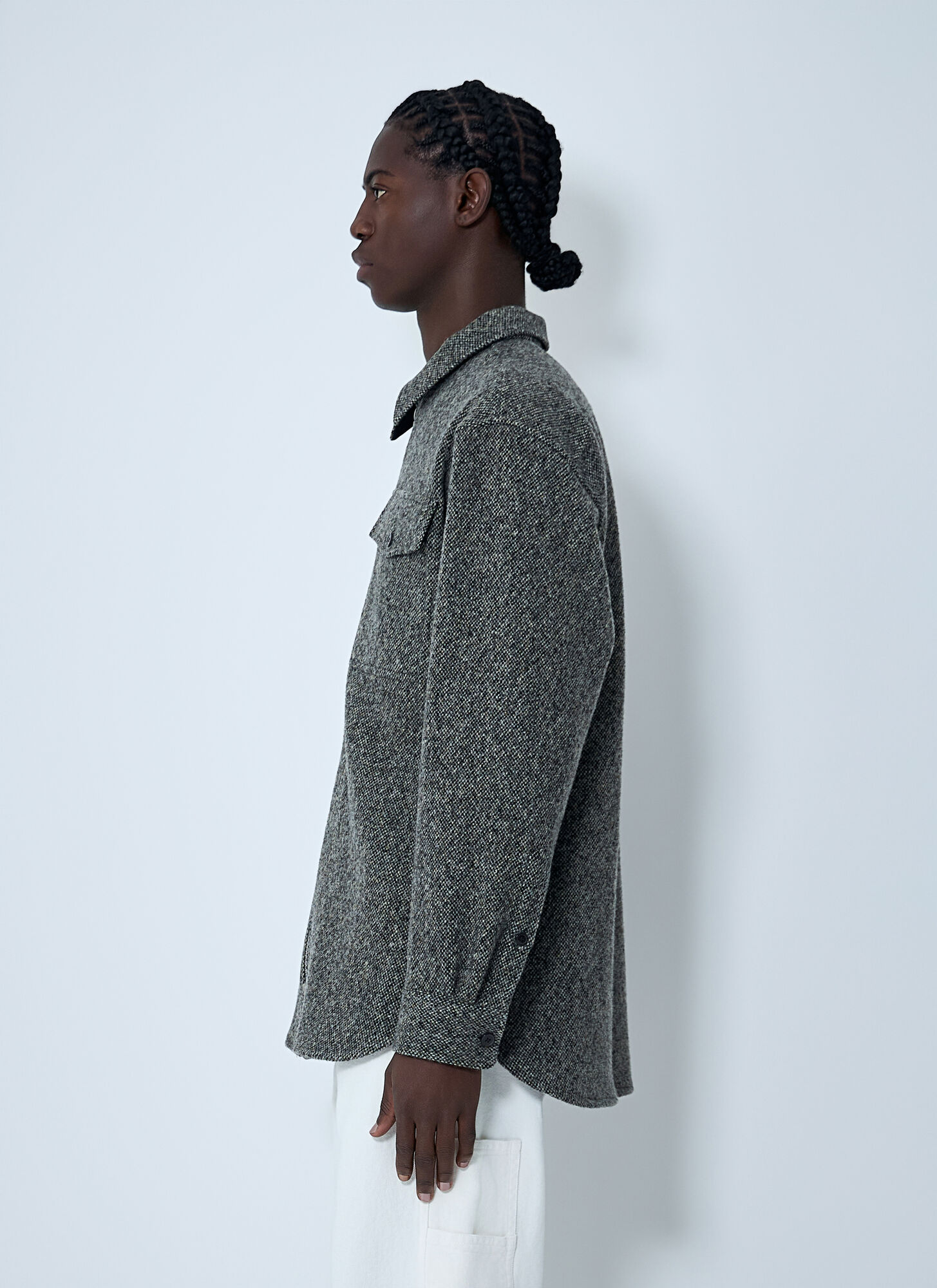  Dries Van Noten Dries Van Noten Herringbone Zip Jacket - Mann Jacken Grey L 