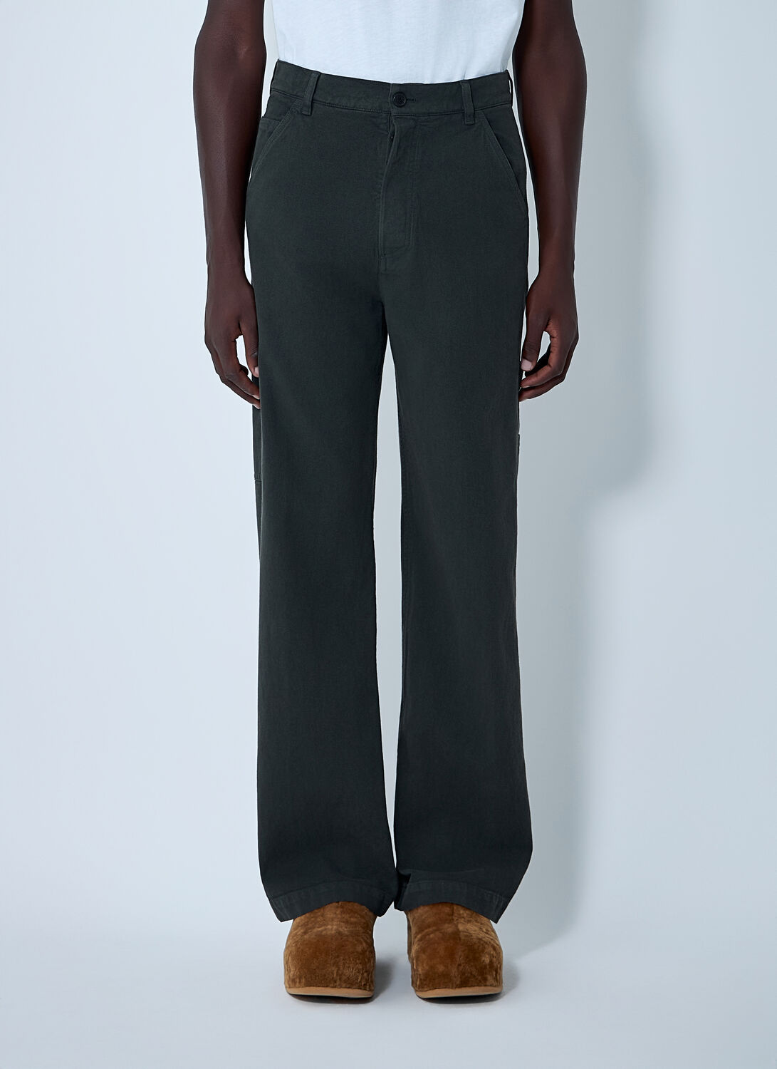 Dries Van Noten Men Drawstring Cotton Pants In Gray