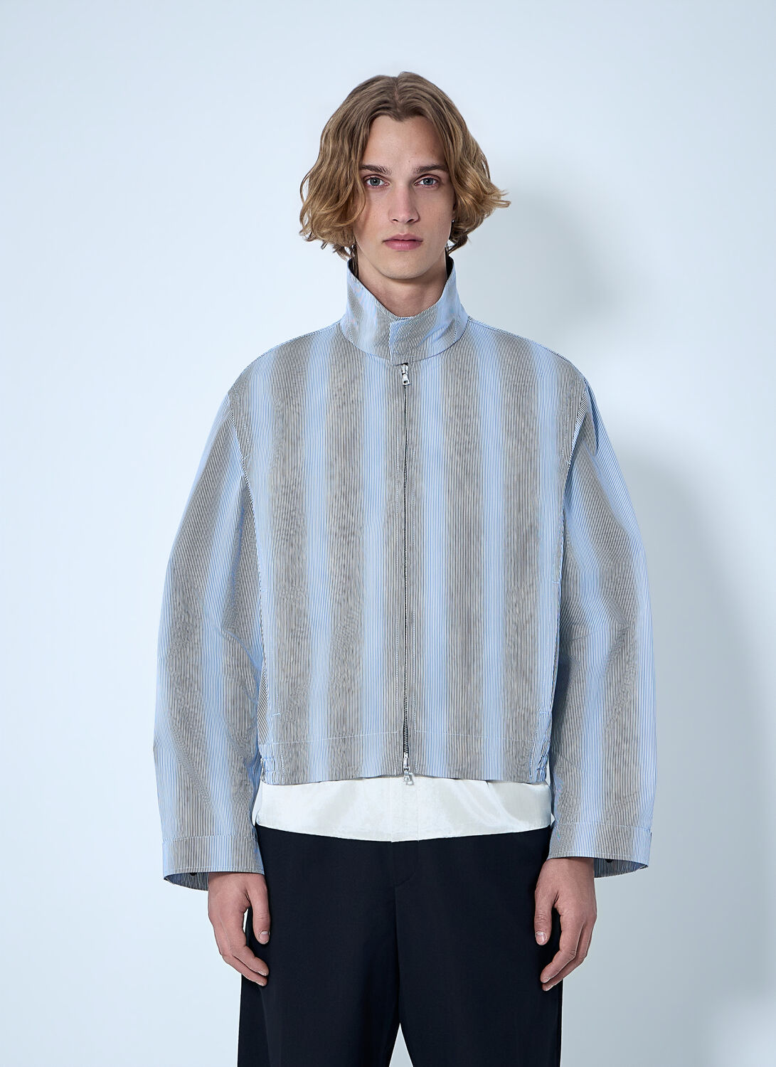 Dries Van Noten Striped Zip-up Jacket - Man Jackets Blue M