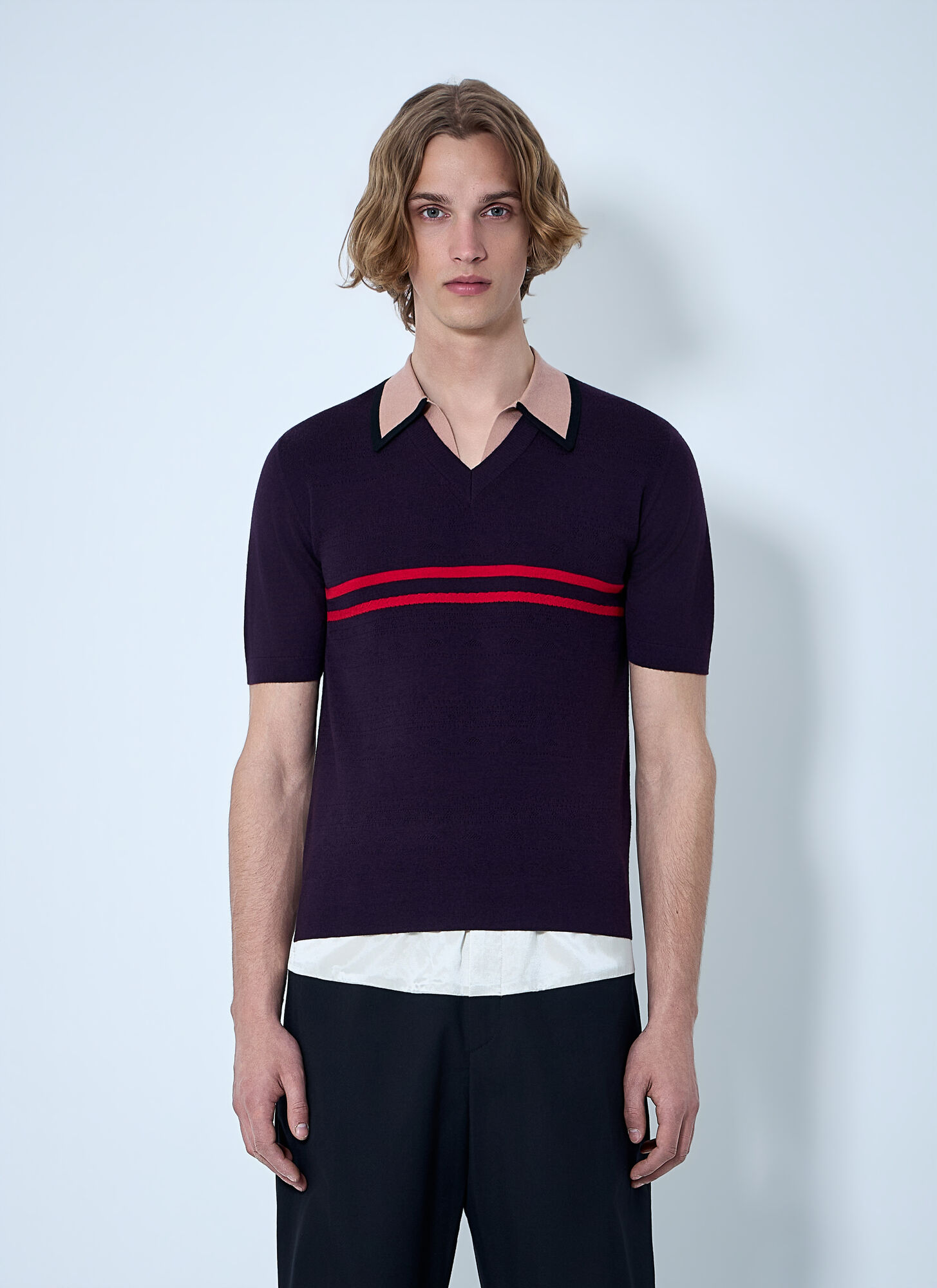 Dries Van Noten Knit Polo Shirt - Man Polo Shirts Navy S　ドリス ヴァン ノッテン ニット ポロシャツ - メンズ ポロシャツ ネイビー S Dries