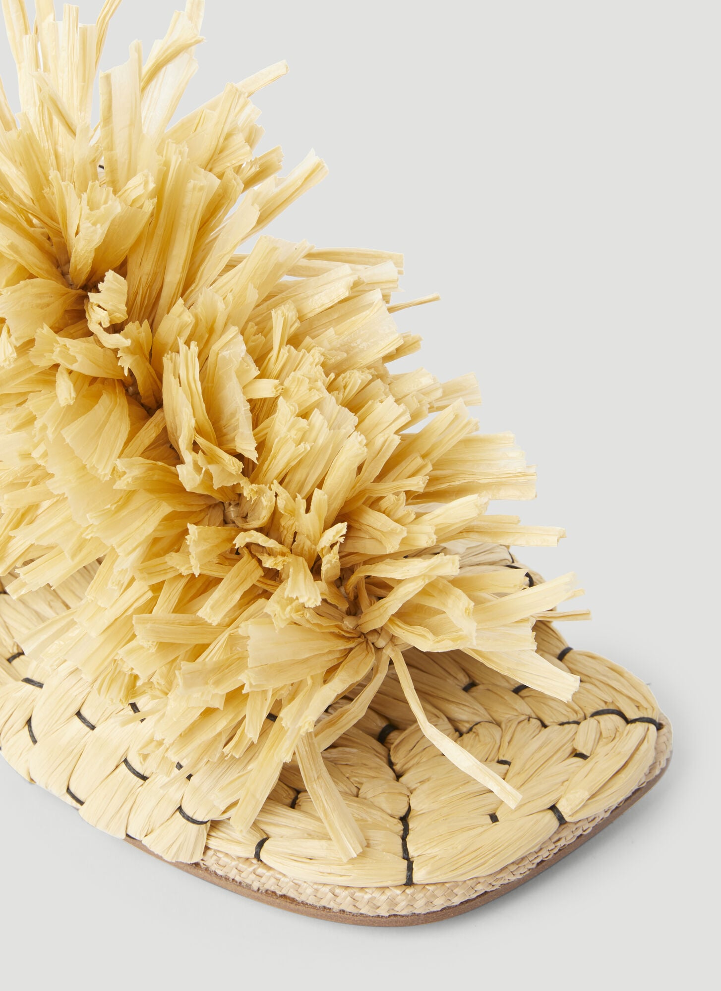  Dries Van Noten Dries Van Noten Fringe Embellished Raffia Slides - Frau Slides Beige Eu - 40 