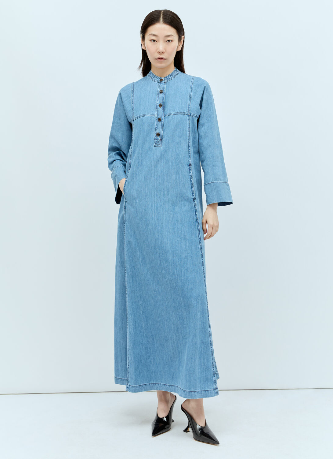 Dries Van Noten Denim Maxi Dress In Blue | ModeSens