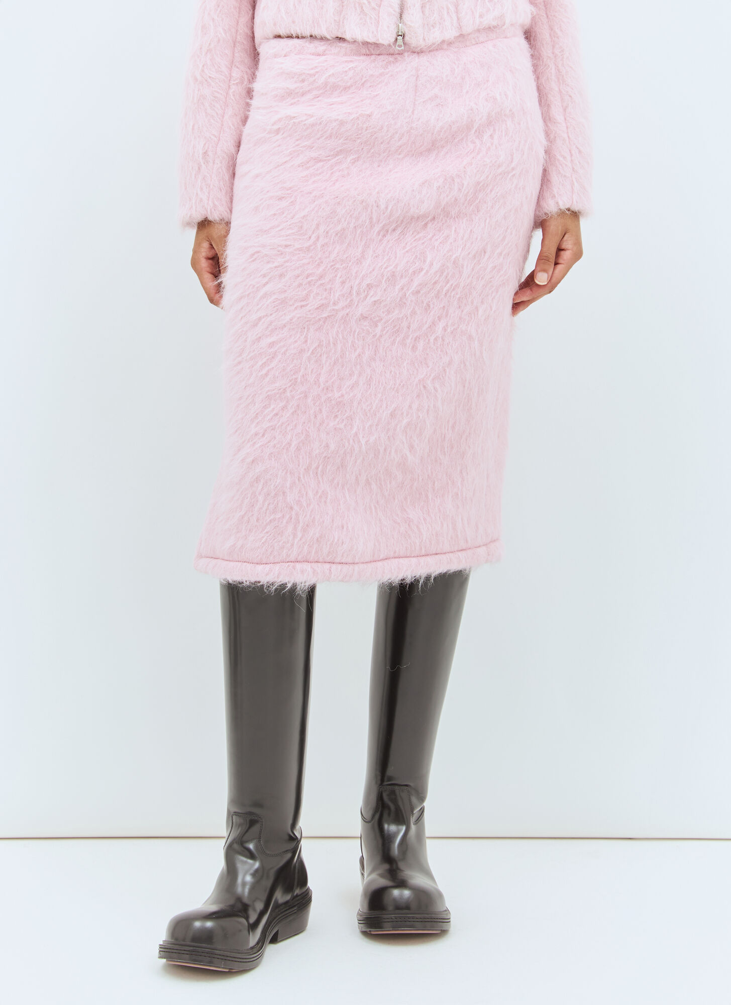 Dries Van Noten Fluffy Midi Skirt In Pink
