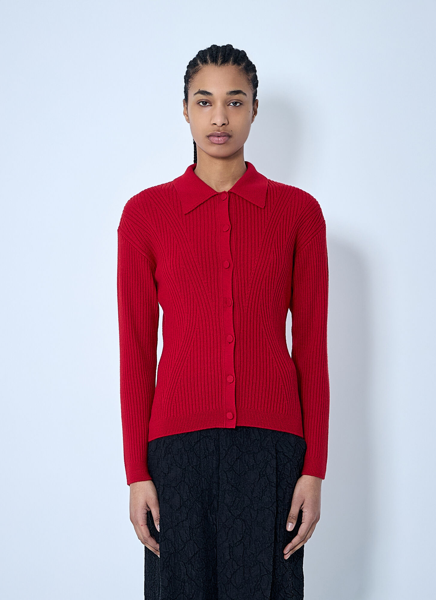 Dries Van Noten Women's Red Rib Cardigan - Woman Knitwear L