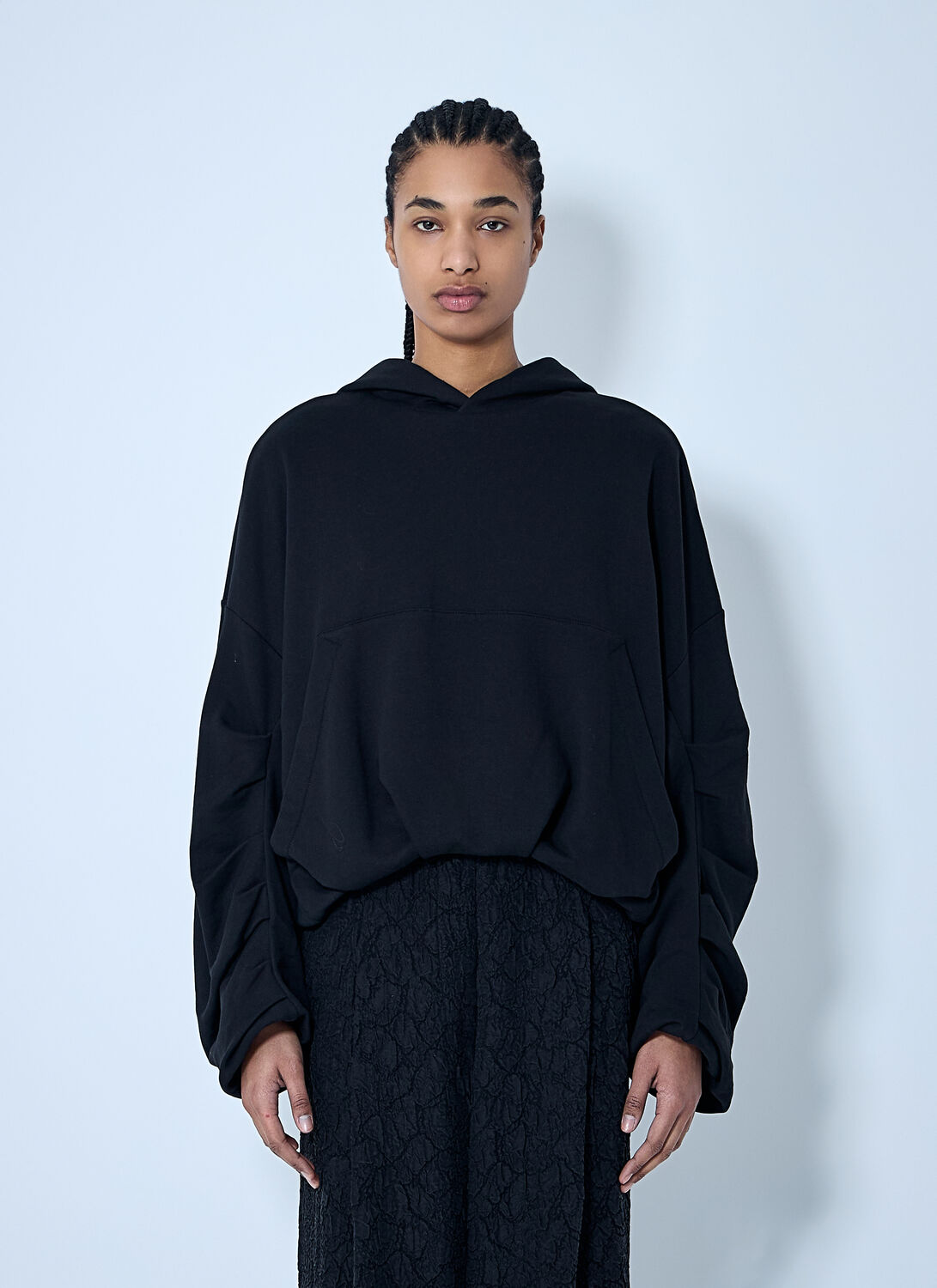 Dries Van Noten Oversized Draped Black Sweatshirt In Black
