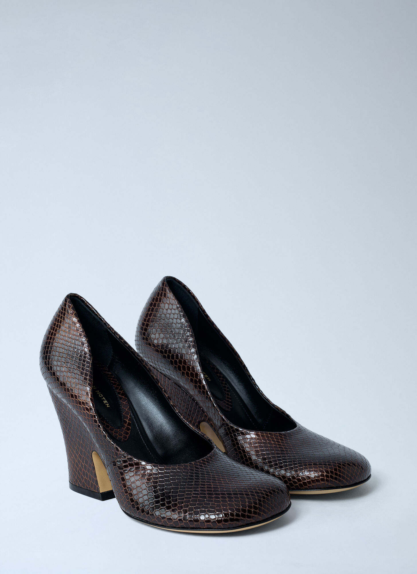  Dries Van Noten Dries Van Noten Python-embossed Leather Wedge Pumps - Frau Heels Dark Brown Eu - 40 