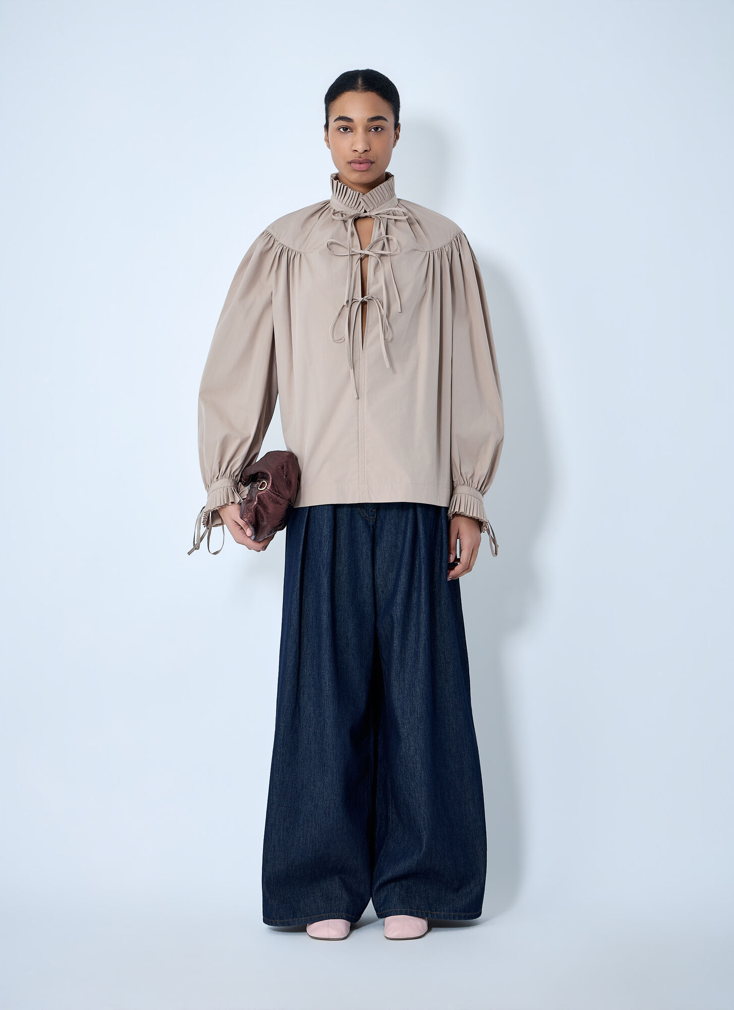  Dries Van Noten Dries Van Noten Gathered Neck Blouse - Frau Hemden Beige Xs 