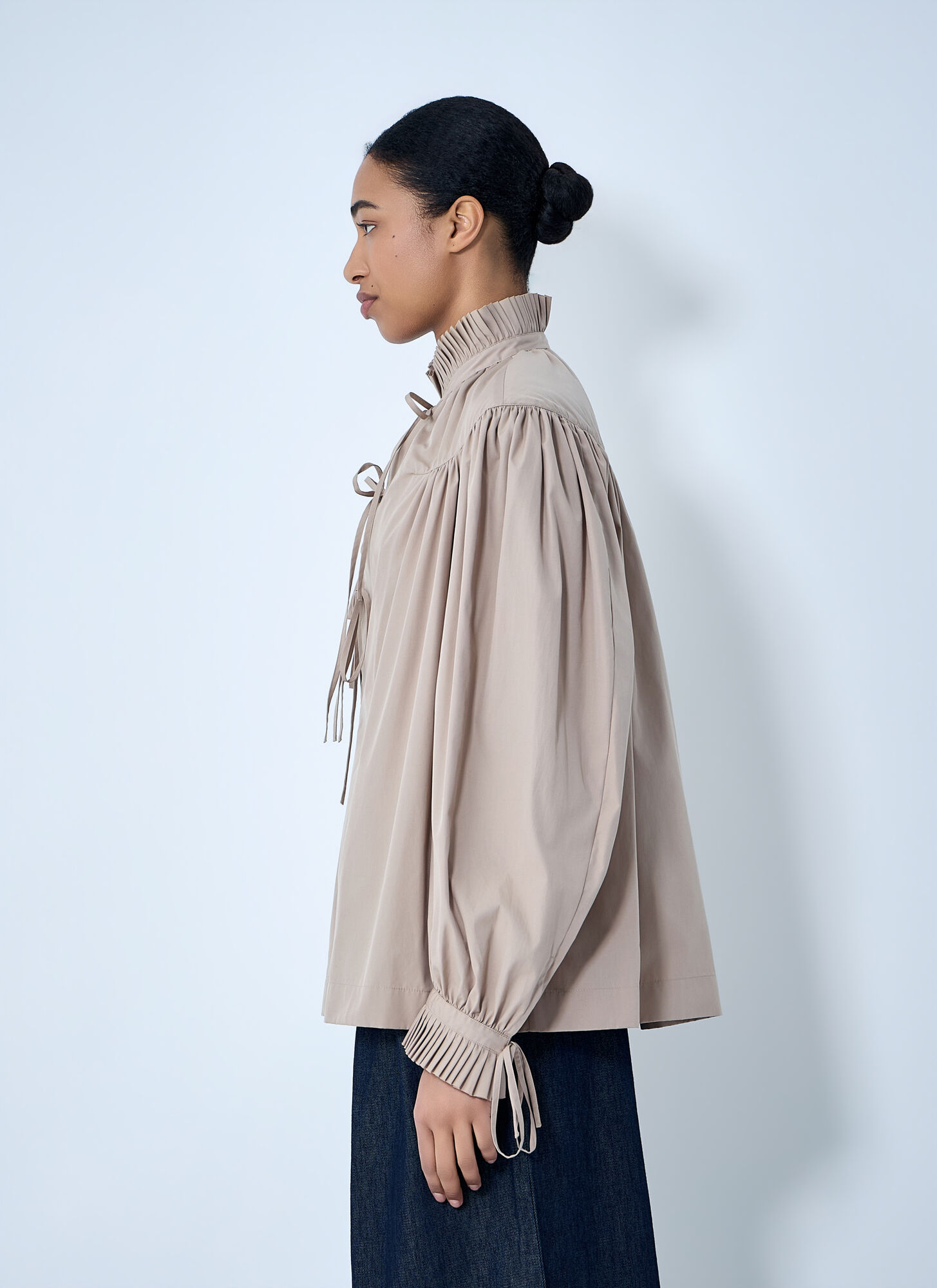  Dries Van Noten Dries Van Noten Gathered Neck Blouse - Frau Hemden Beige Xs 