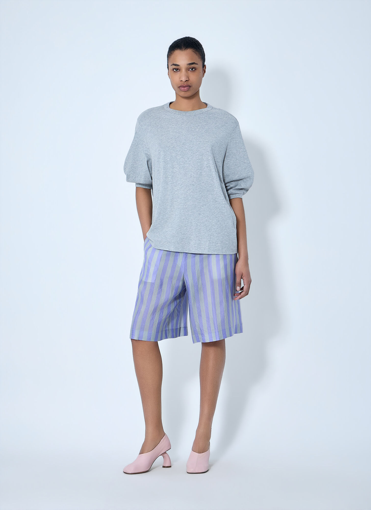  Dries Van Noten Dries Van Noten Striped Relaxed Shorts - Frau Shorts Lilac Xs 