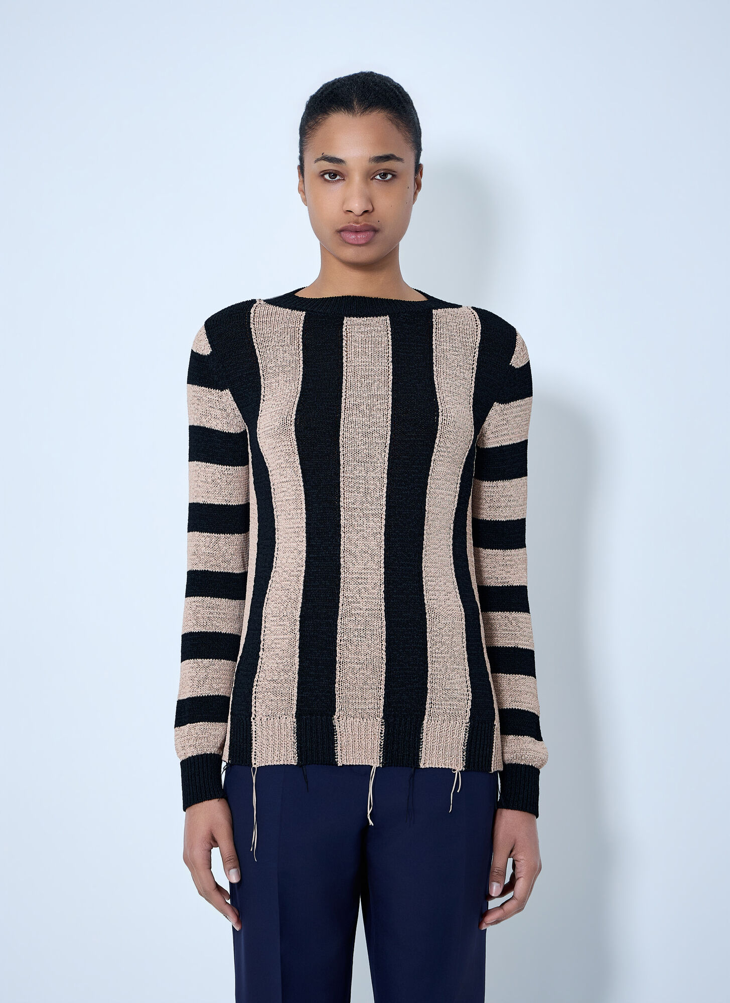 Dries Van Noten Striped Knit Sweater - Woman Knitwear Black S