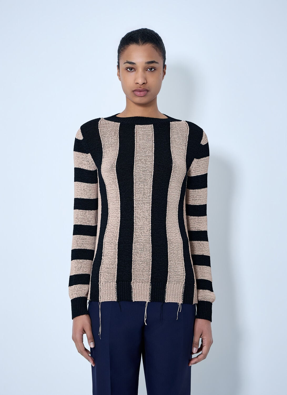 Dries Van Noten Striped Knit Sweater - Woman Knitwear Black S