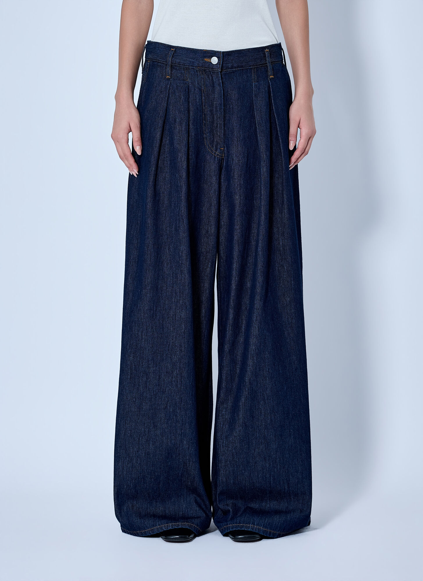 Dries Van Noten Donna Navy - Wide-Leg Denim Trousers, Size: M - Immagine 1