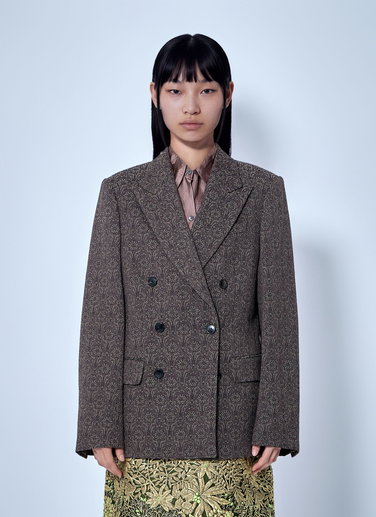 Dries Van Noten Double-breasted Patterned Blazer - Woman Blazers Brown Fr - 36