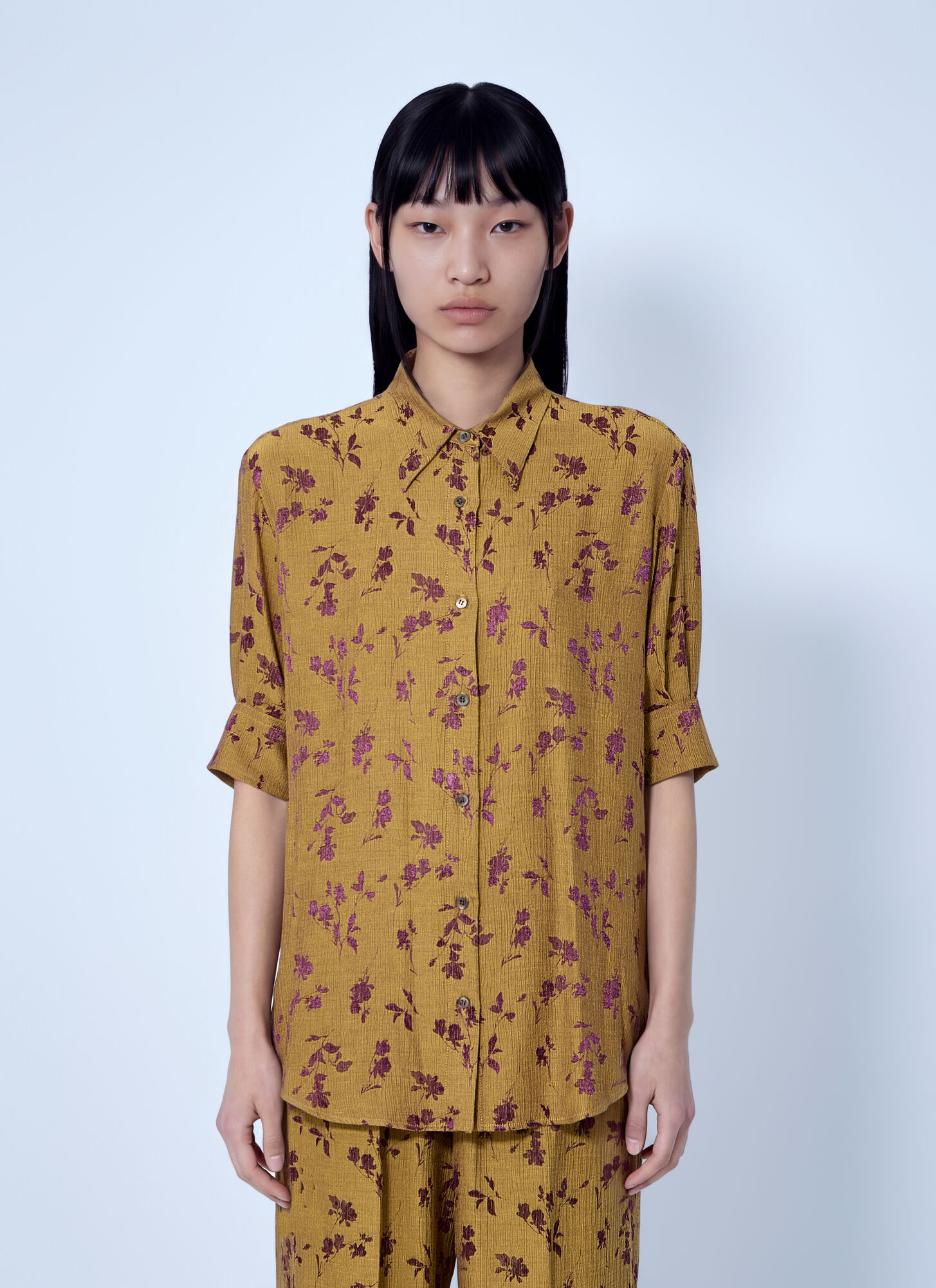 Dries Van Noten Floral Patterned Button-Down Shirt - Woman Shirts Yellow Fr - 38