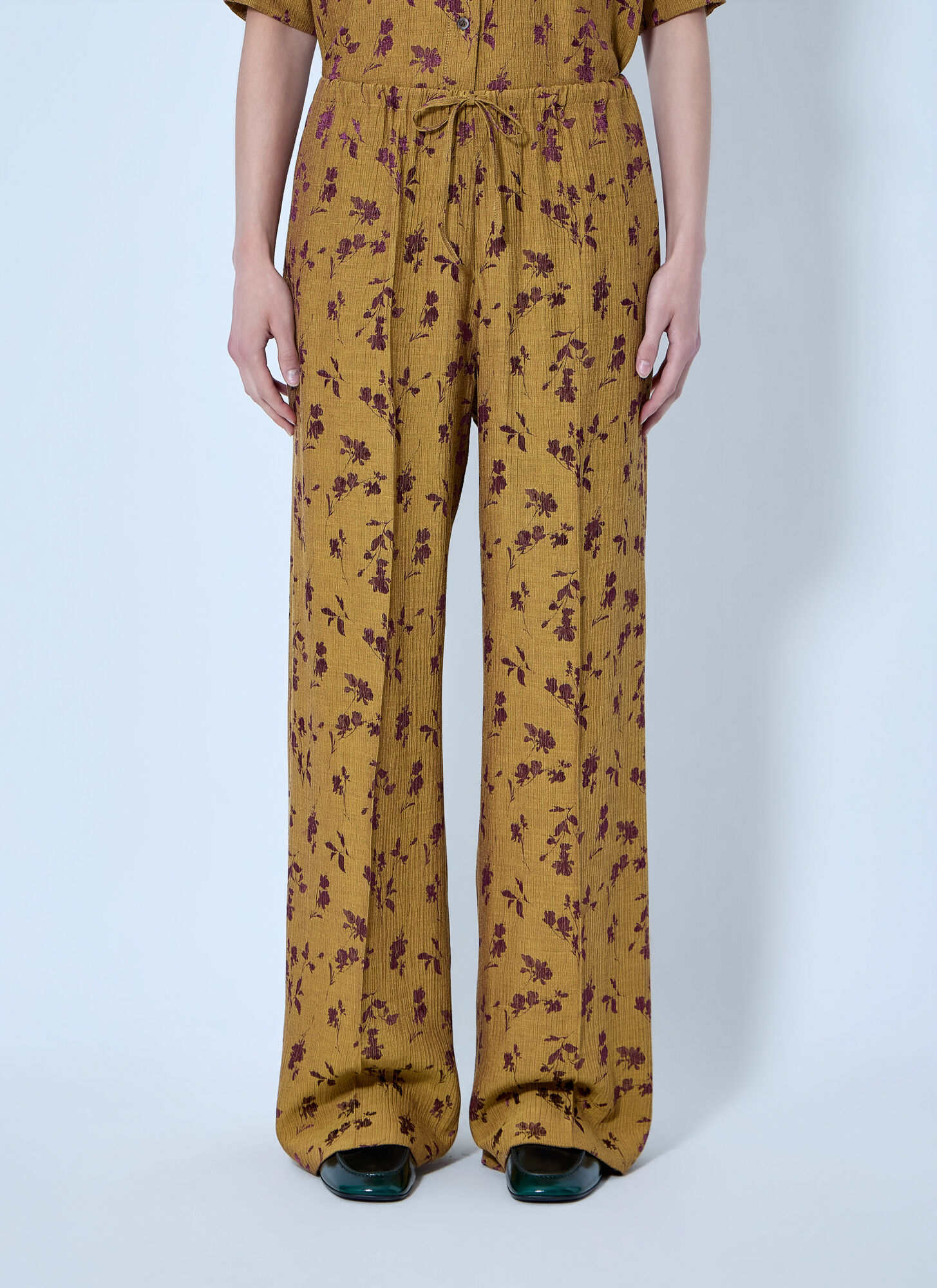 Dries Van Noten Donna Giallo Floral Wide-Leg Trousers - Woman Pants Fr - 40