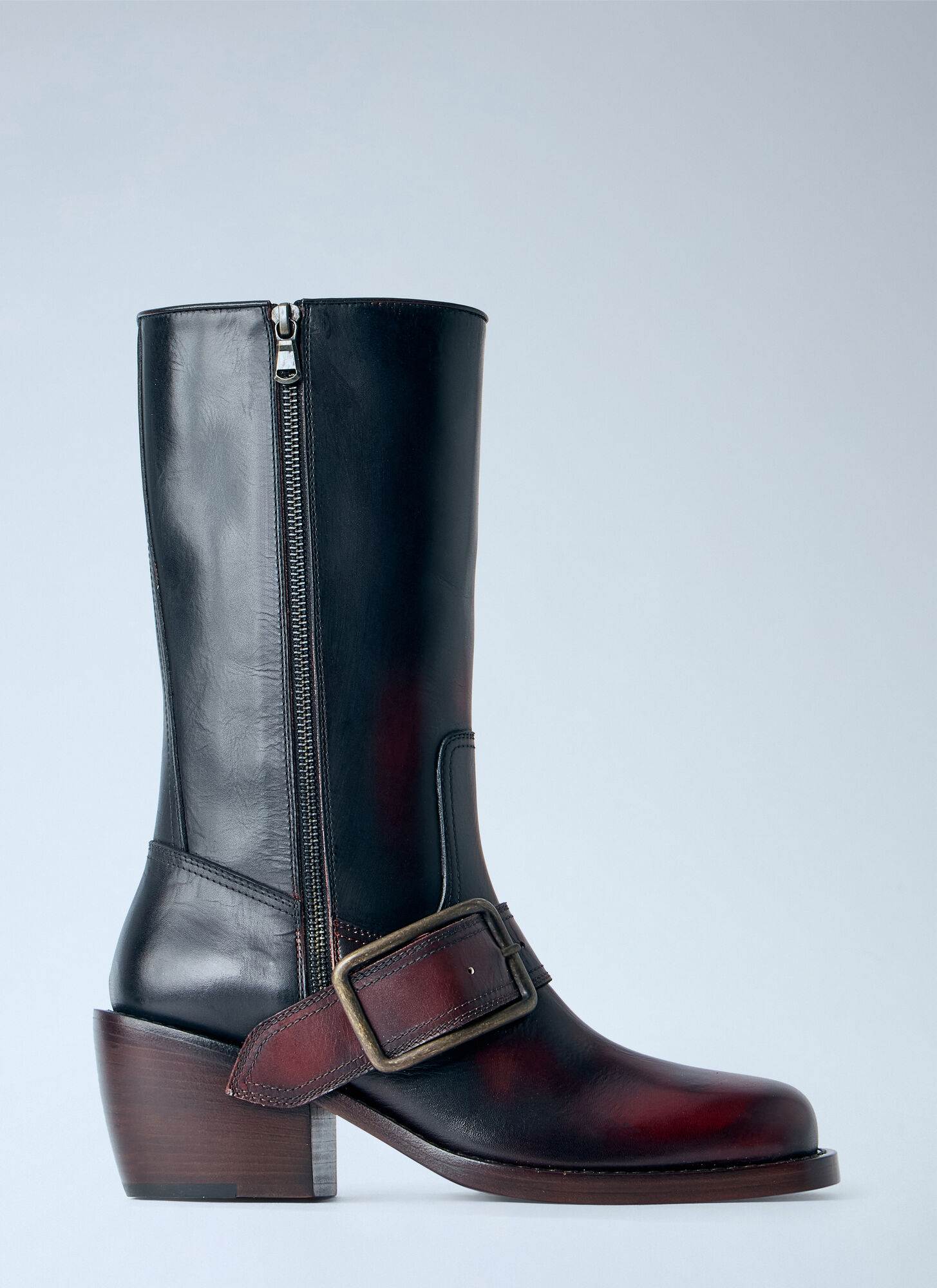 Dries Van Noten Donna Burgundy Leather Buckle Boots - Woman Boots Eu - 38 - Immagine 1
