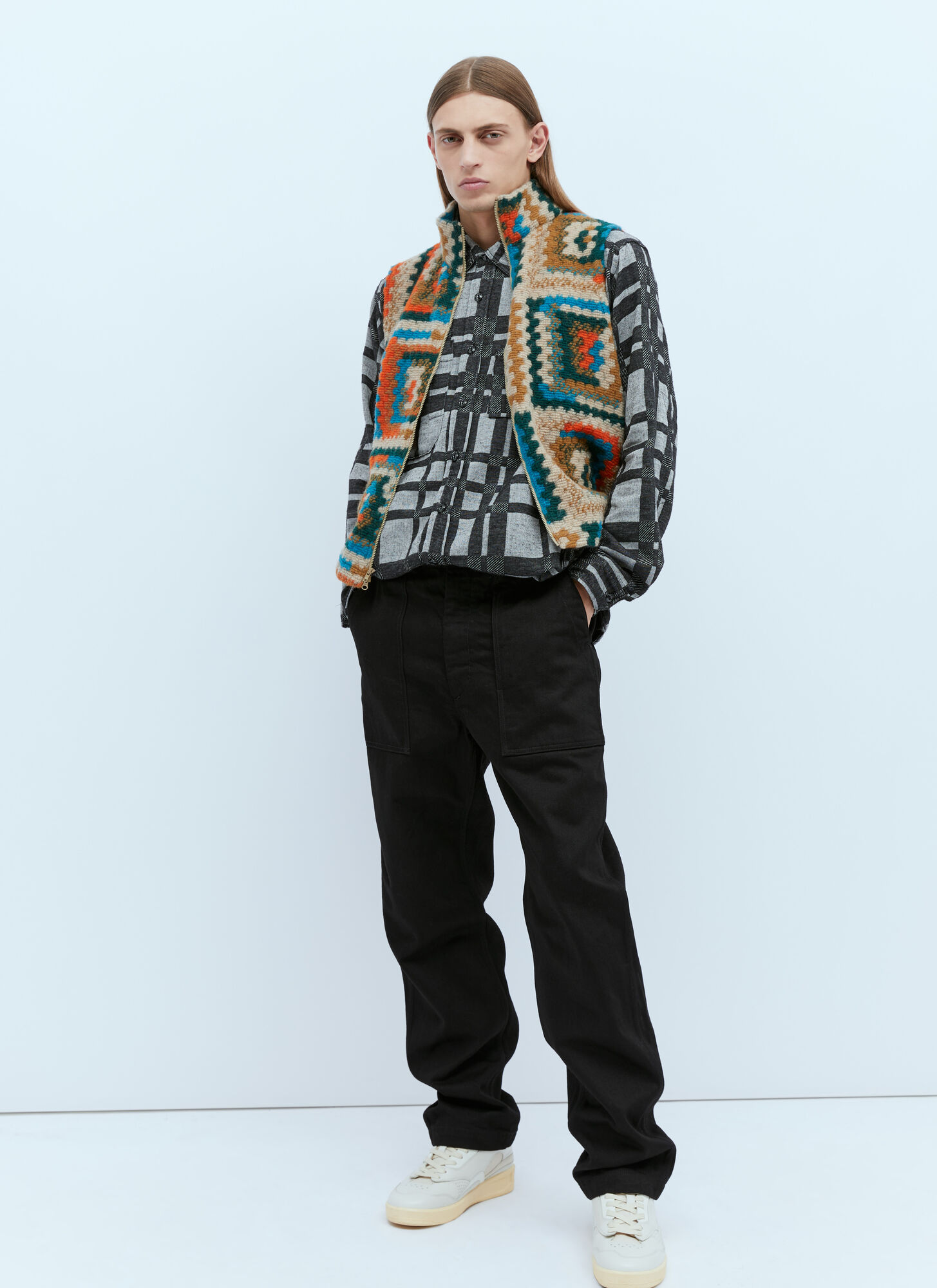 Engineered Garments Check Work Shirt In Grey