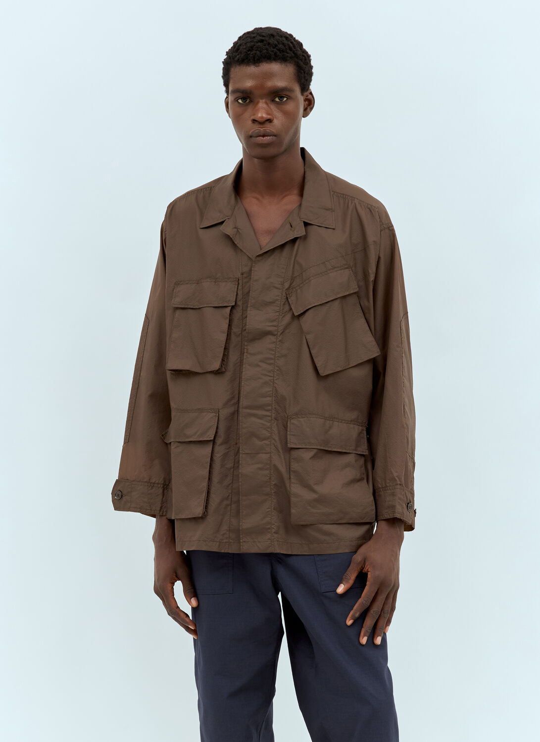 Engineered Garments Multi-pocket Button-down Jacket In Brown