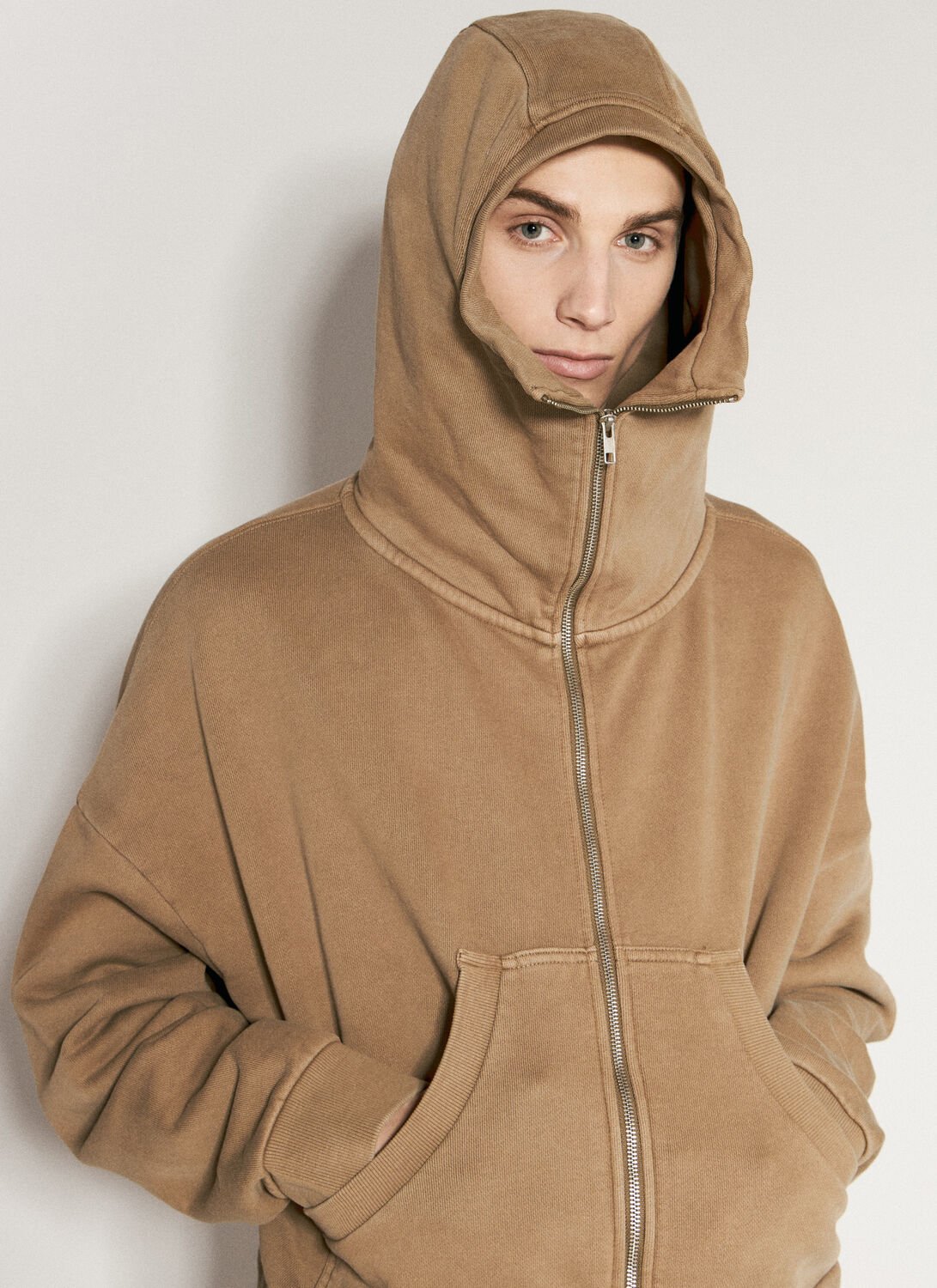 Shop Entire Studios Full Zip Hooded Sweatshirt In Brown