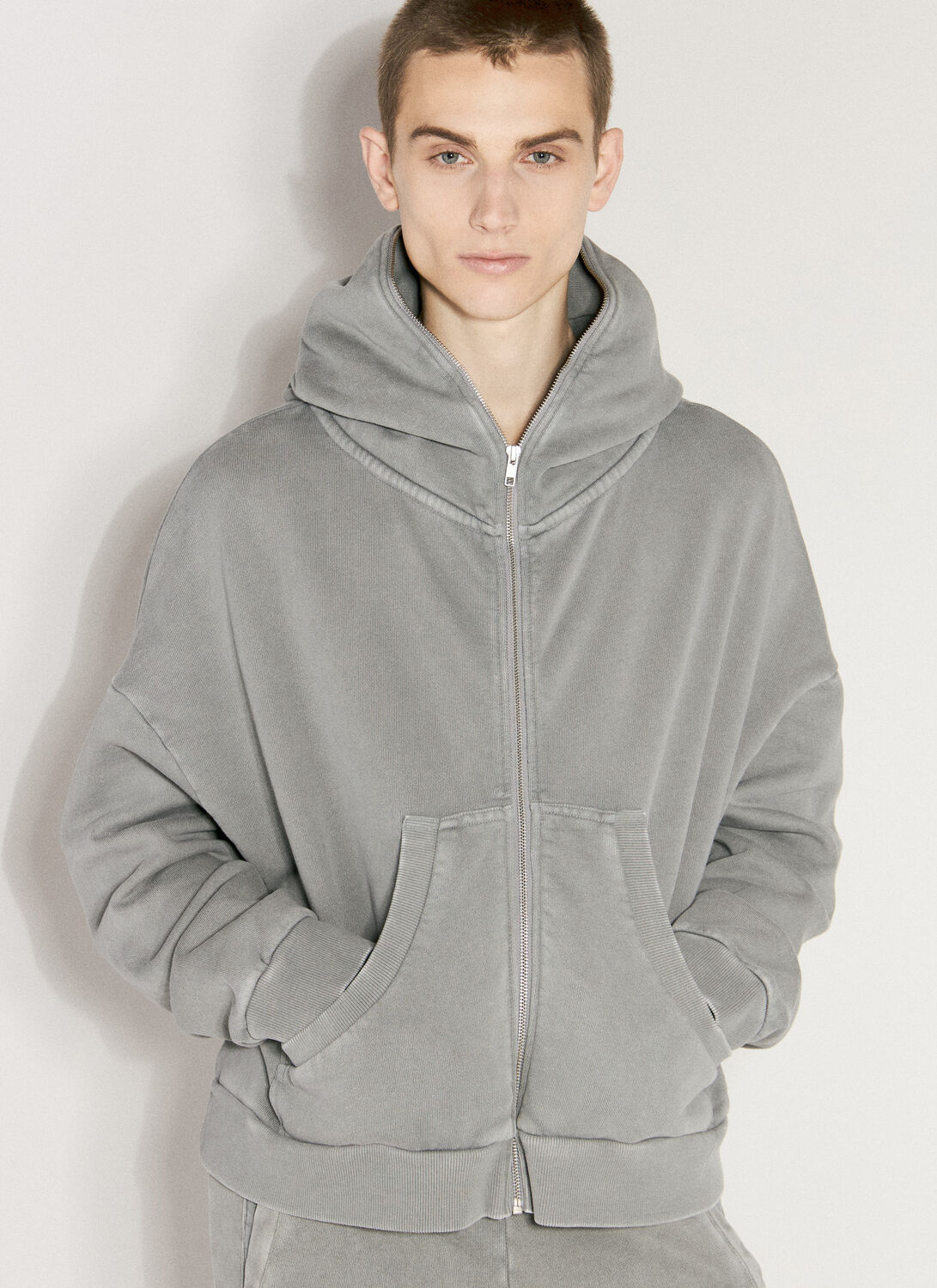 Shop Entire Studios Eternal Zip Hooded Sweatshirt In Grey