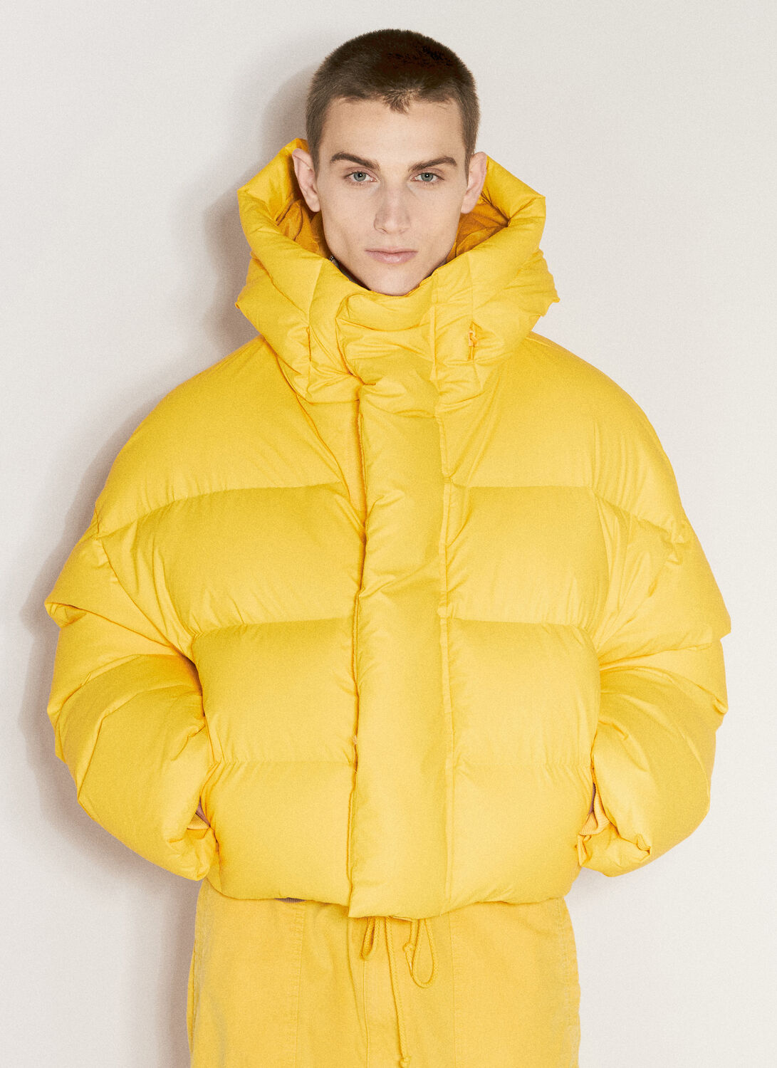 Shop Entire Studios Mml Hooded Puffer Jacket In Yellow