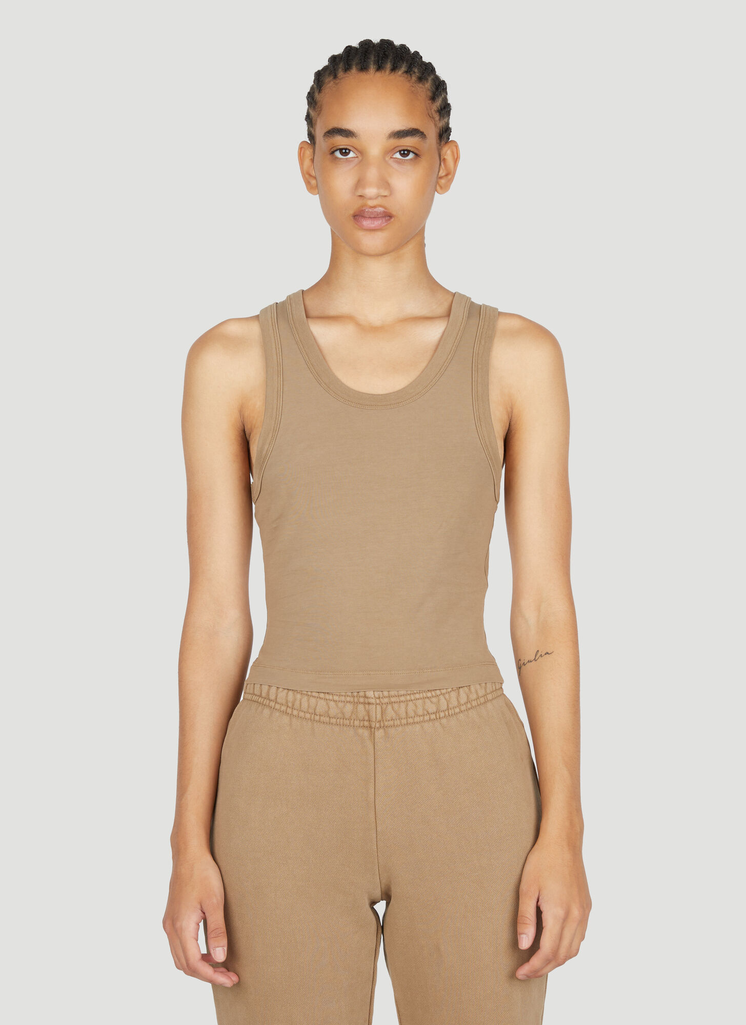 Entire Studios Cropped Tank Top In Beige
